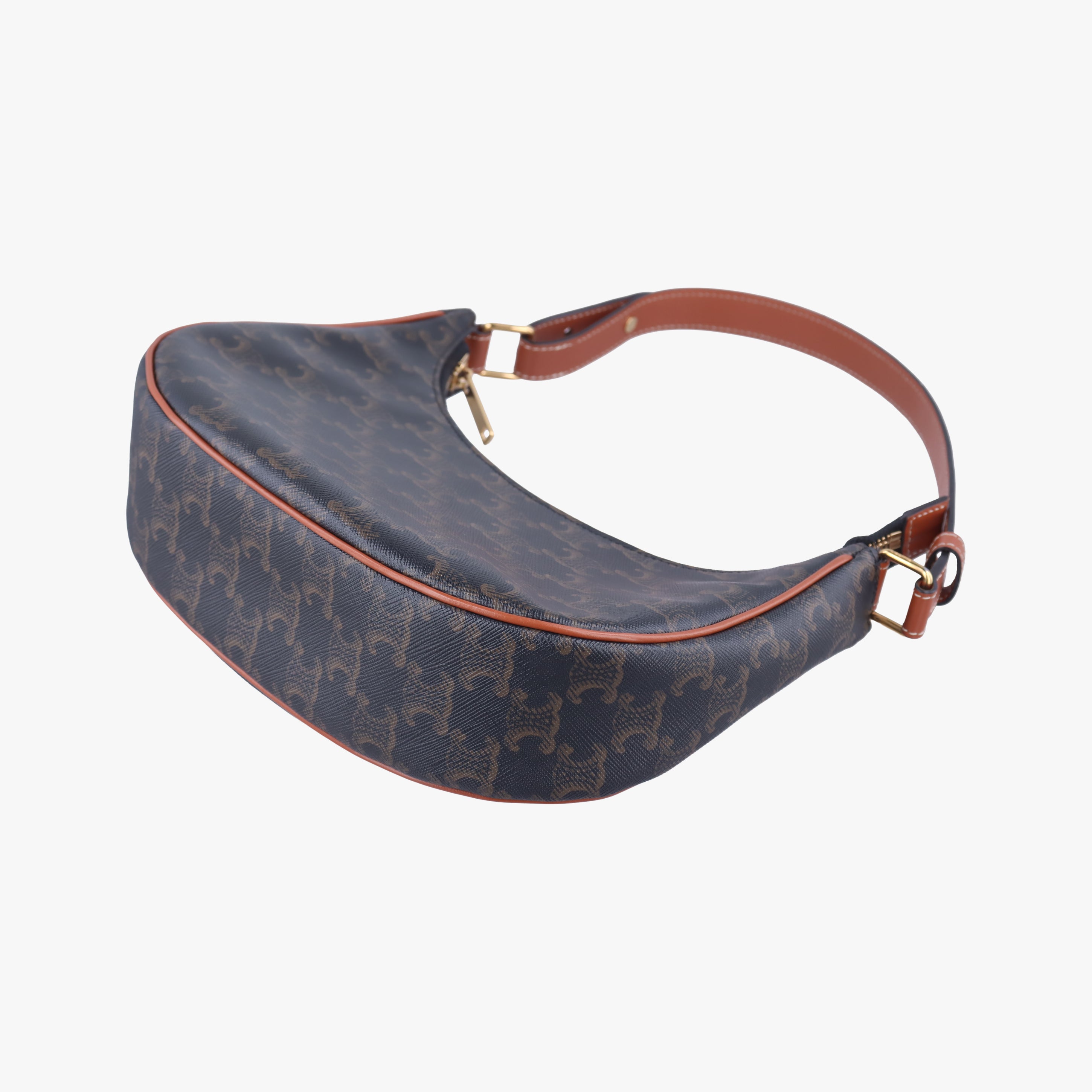 Pre-owned Celine Ava Triomphe Brown PVC coated canvas  shoulderbag | stylenewstar