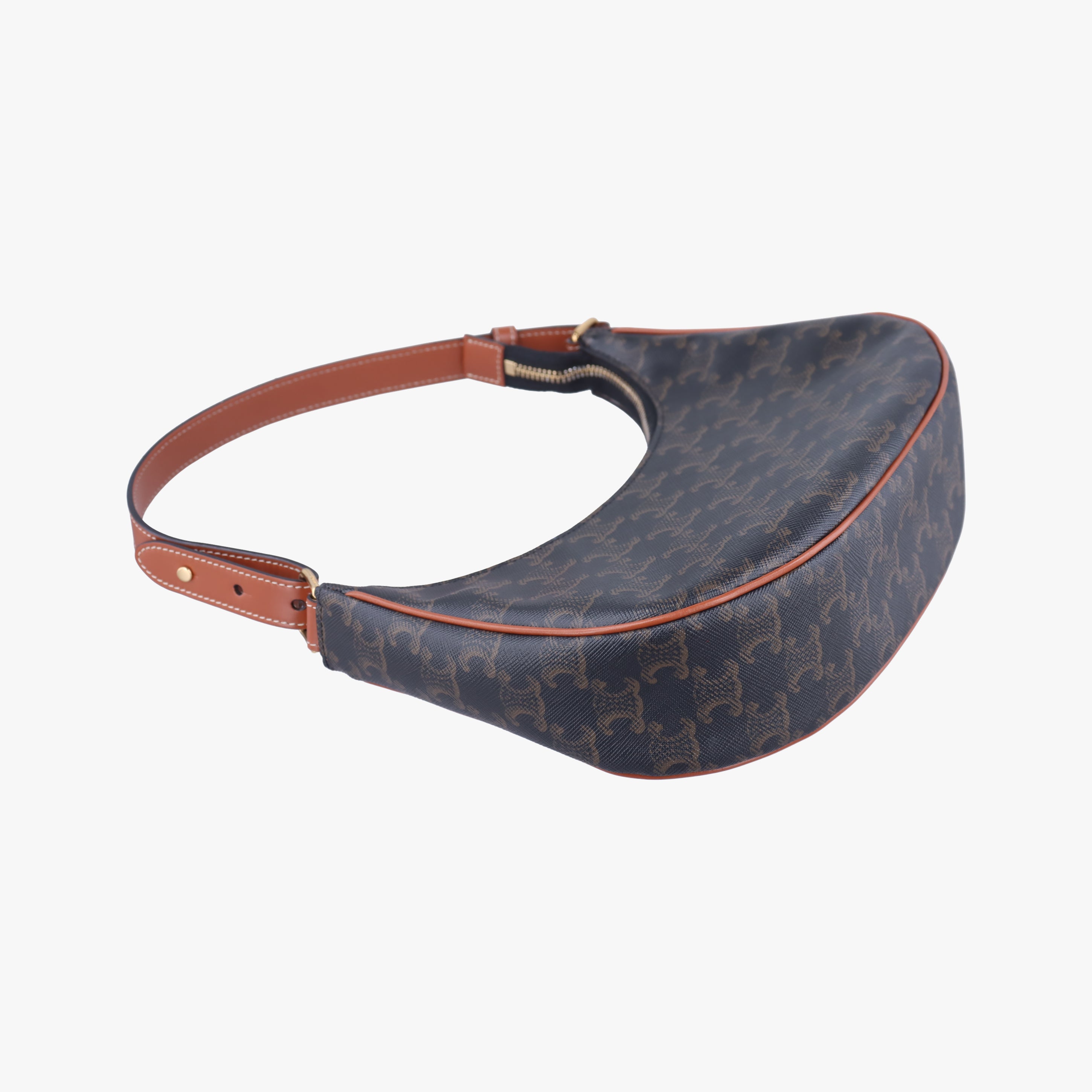 Pre-owned Celine Ava Triomphe Brown PVC coated canvas  shoulderbag | stylenewstar