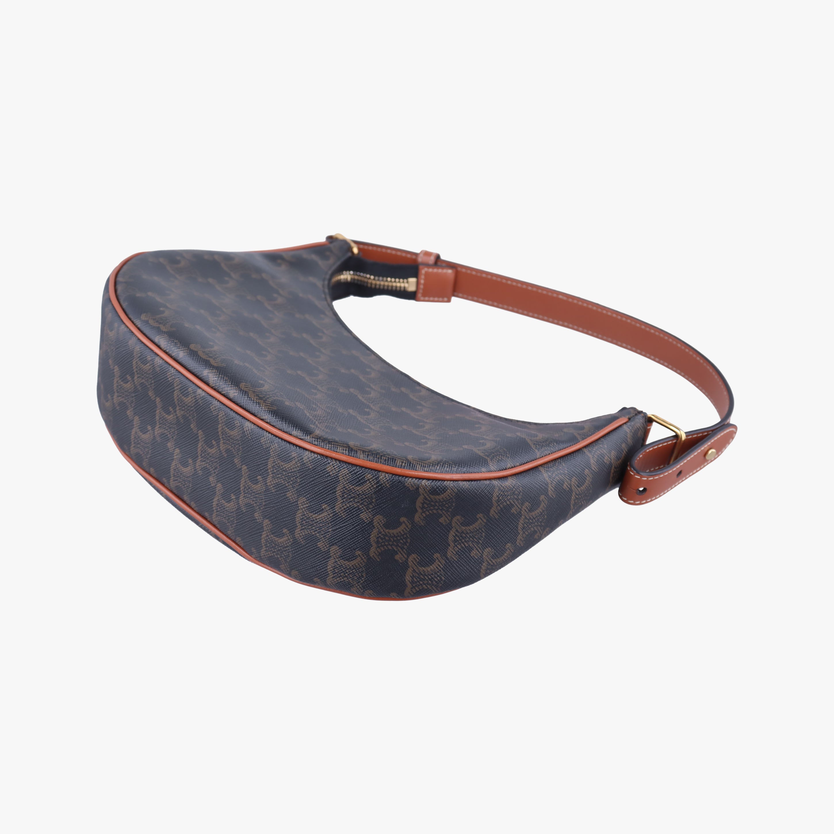 Pre-owned Celine Ava Triomphe Brown PVC coated canvas  shoulderbag | stylenewstar
