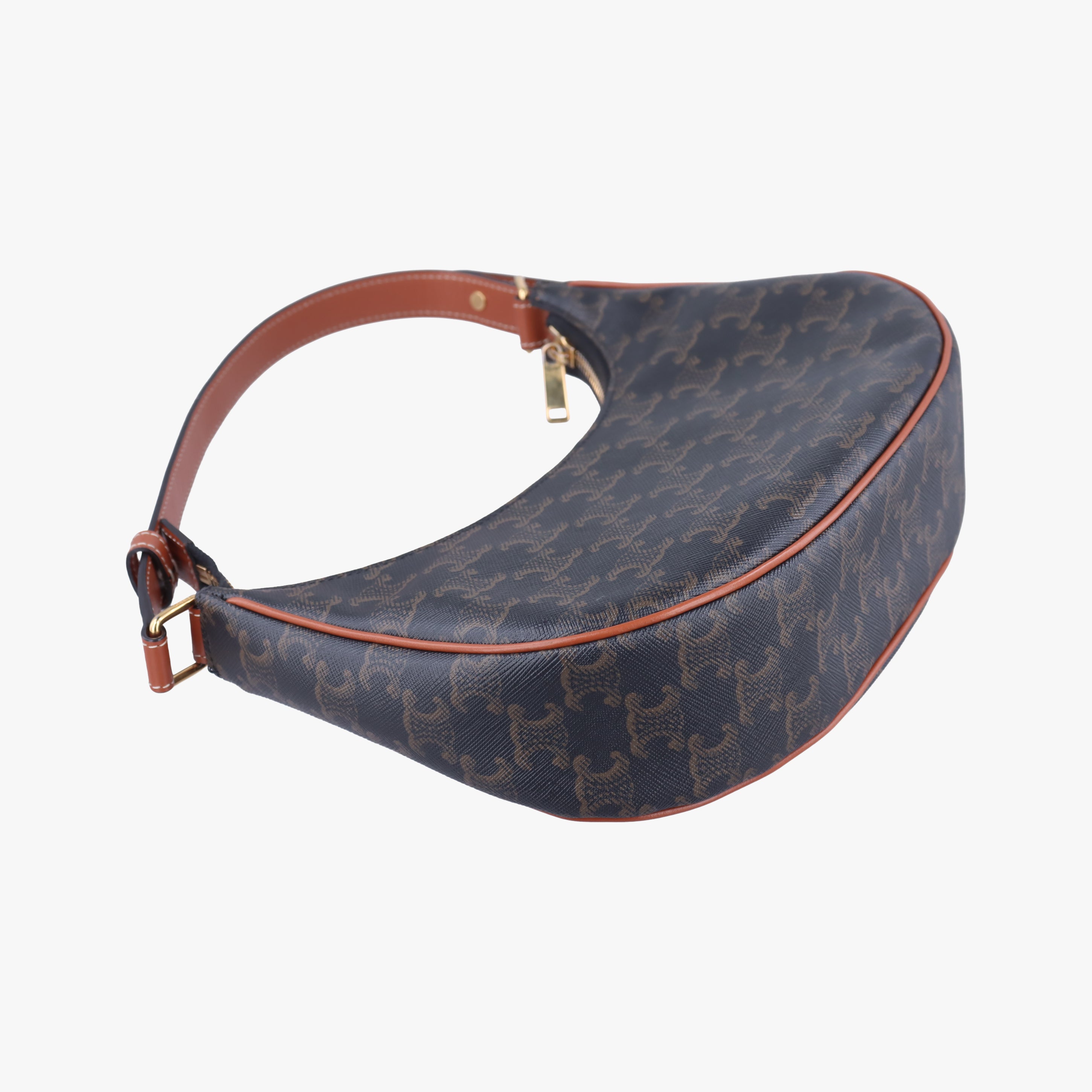 Pre-owned Celine Ava Triomphe Brown PVC coated canvas  shoulderbag | stylenewstar