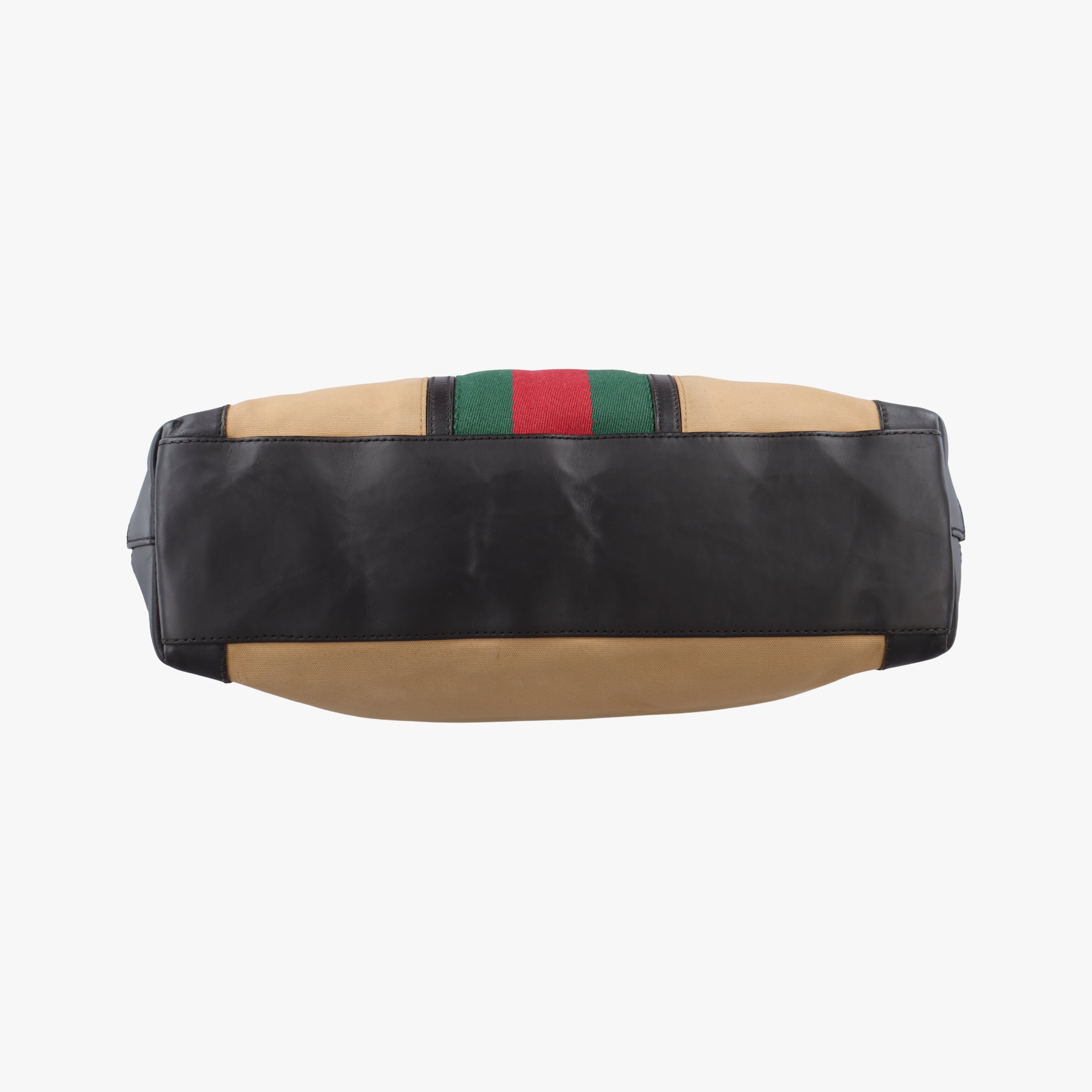 Pre-owned Gucci Sherry Line beige×Black×Red×Green canvas×leather 002.11 handbag | stylenewstar