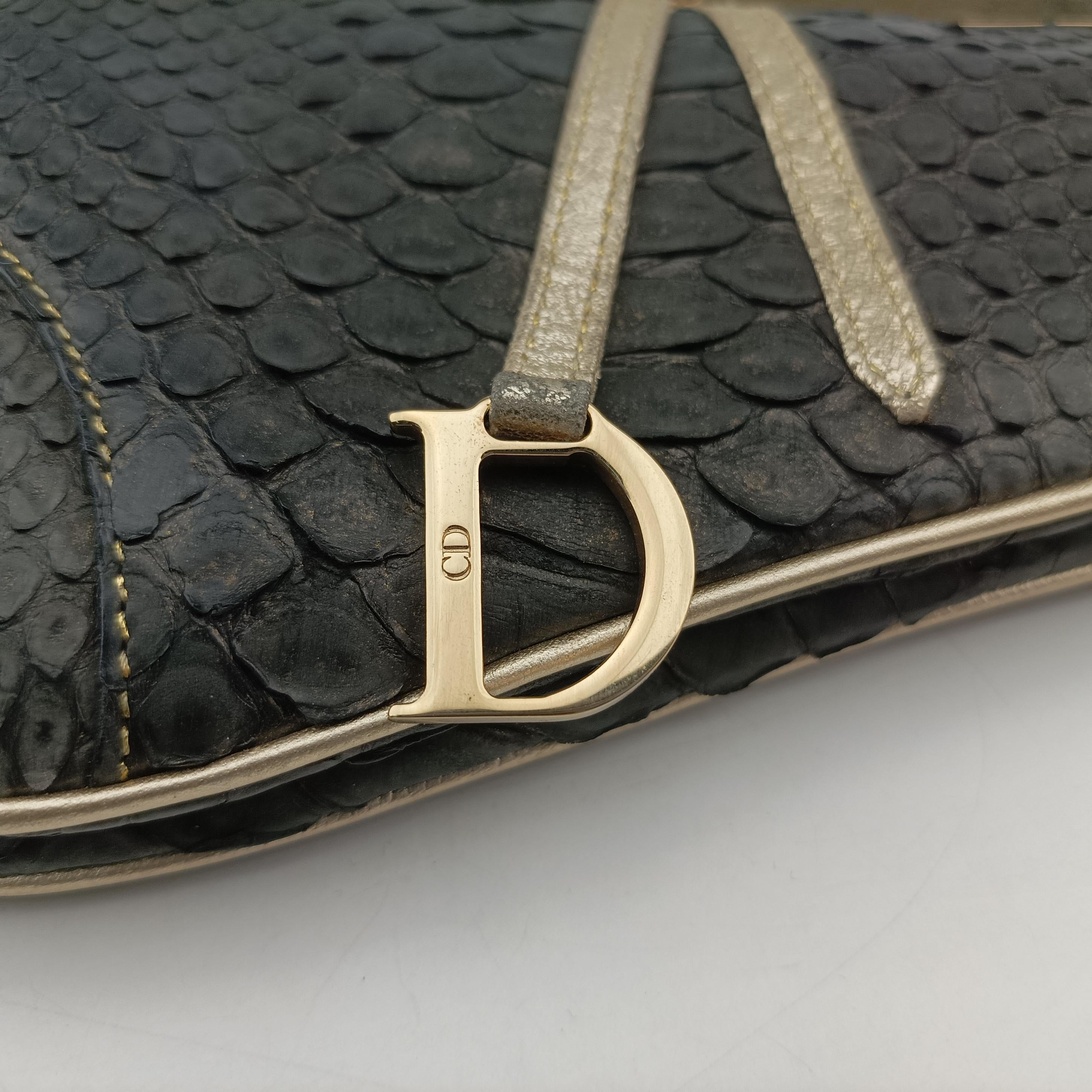 Vintage Christian Dior Saddle Black snakeskin  handbag | stylenewstar