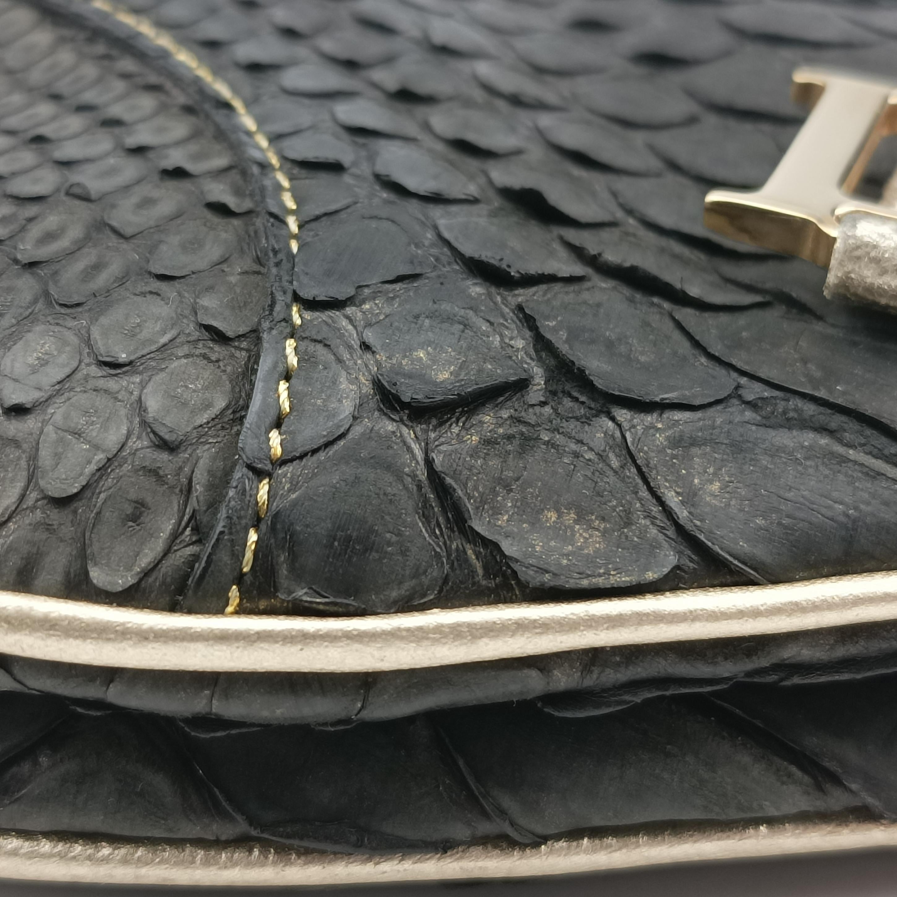 Vintage Christian Dior Saddle Black snakeskin  handbag | stylenewstar