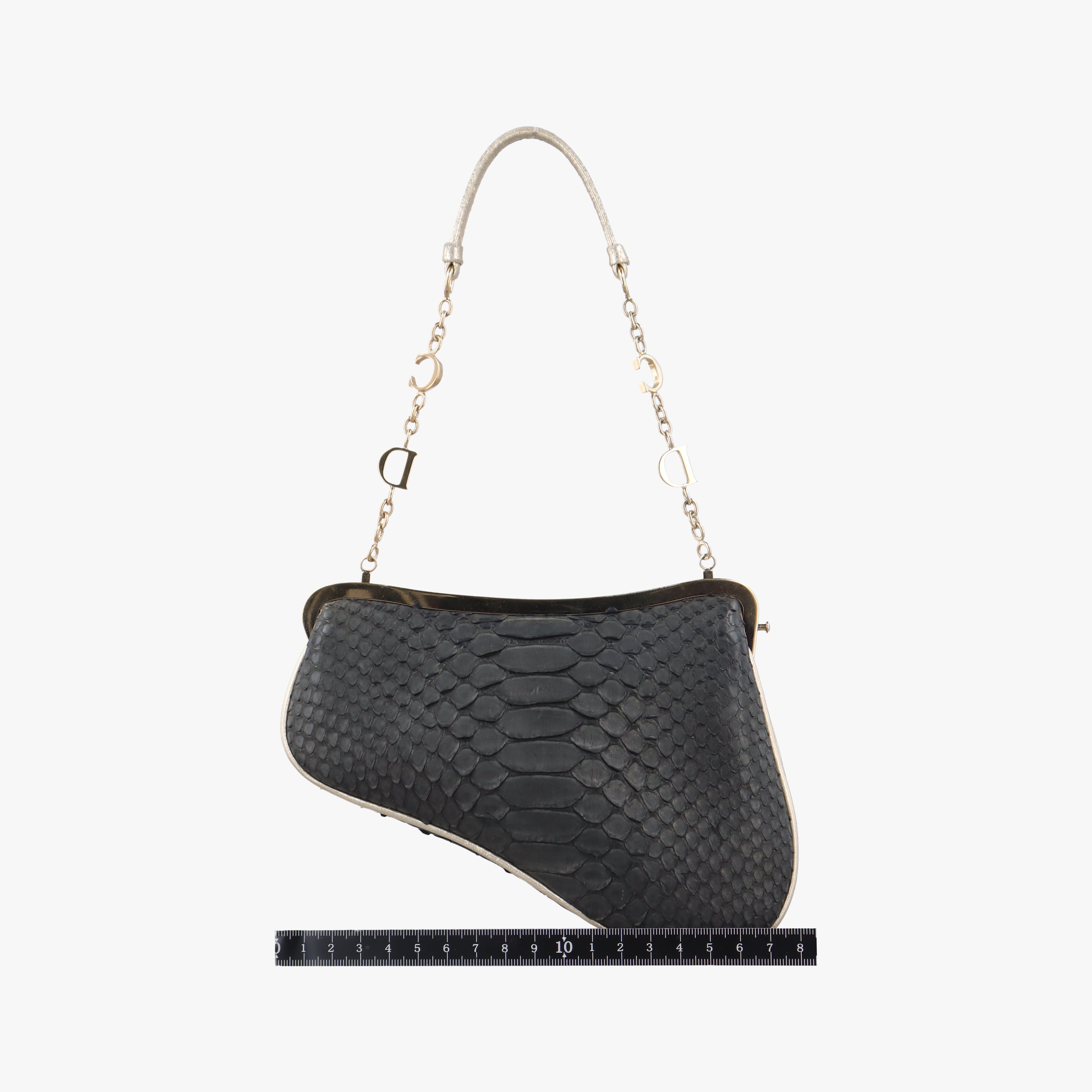 Vintage Christian Dior Saddle Black snakeskin  handbag | stylenewstar