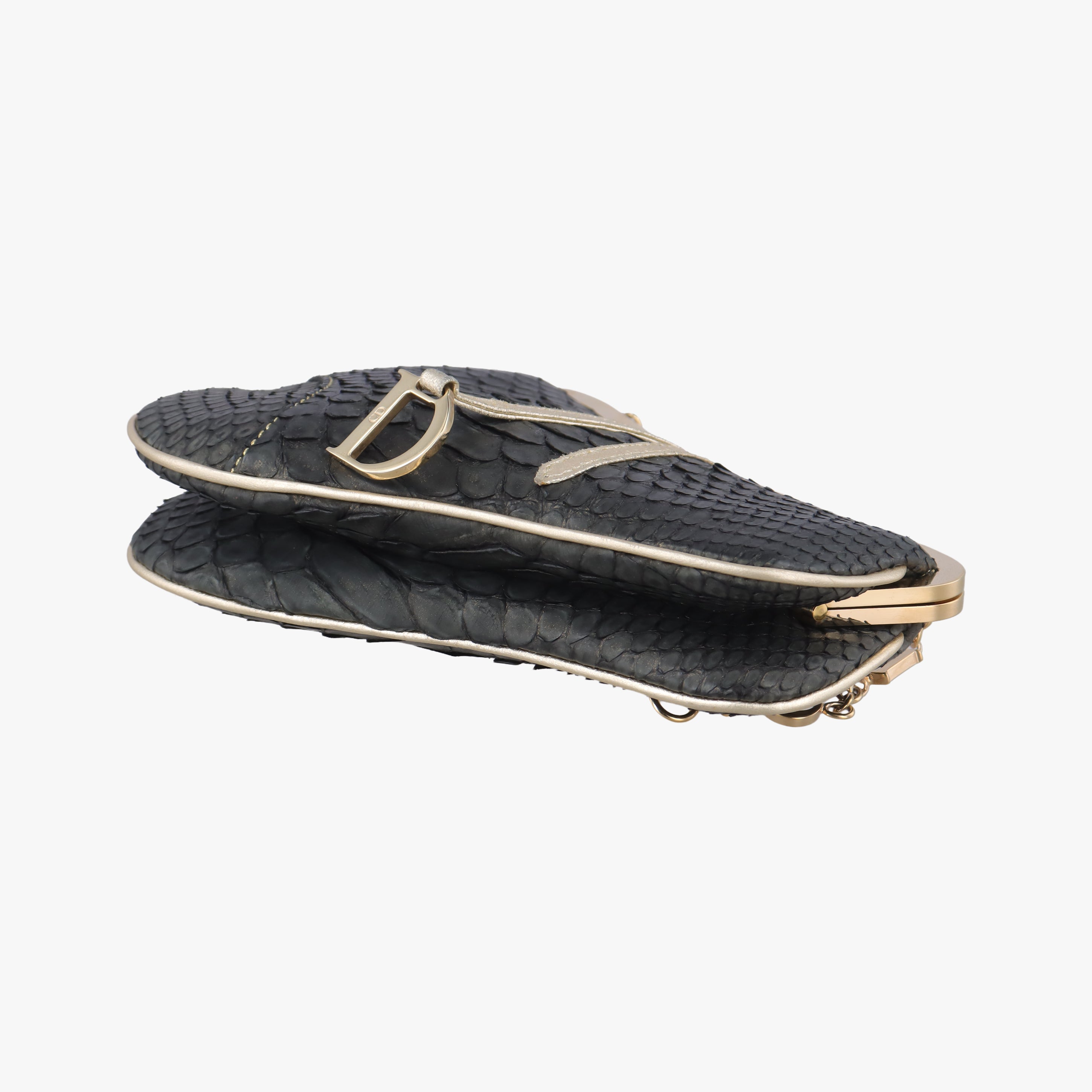 Vintage Christian Dior Saddle Black snakeskin  handbag | stylenewstar