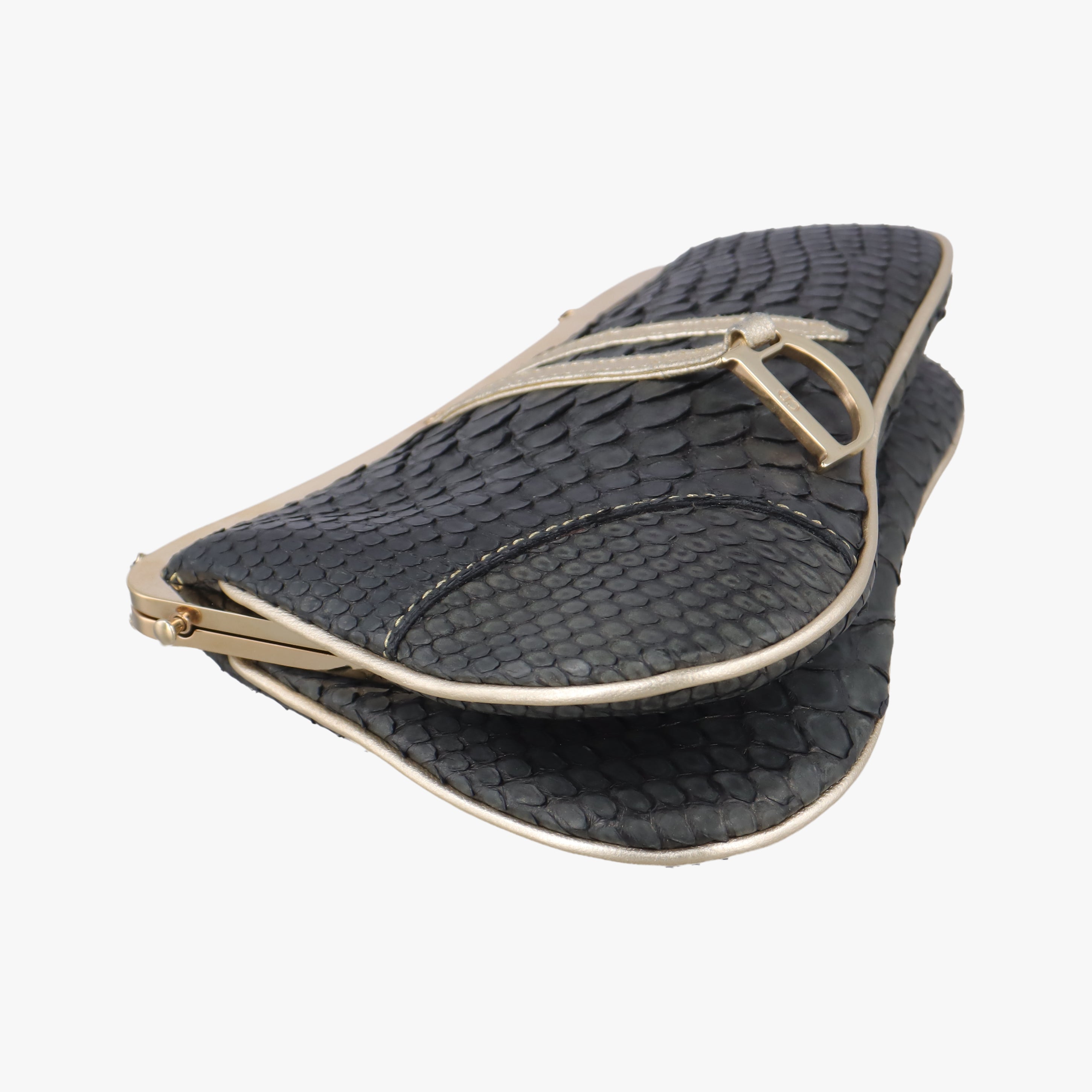 Vintage Christian Dior Saddle Black snakeskin  handbag | stylenewstar