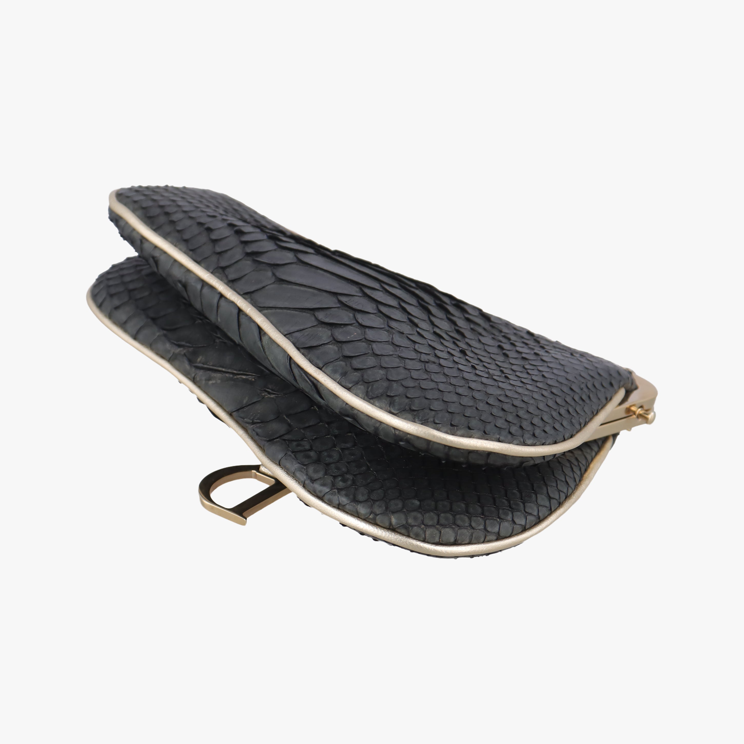 Vintage Christian Dior Saddle Black snakeskin  handbag | stylenewstar