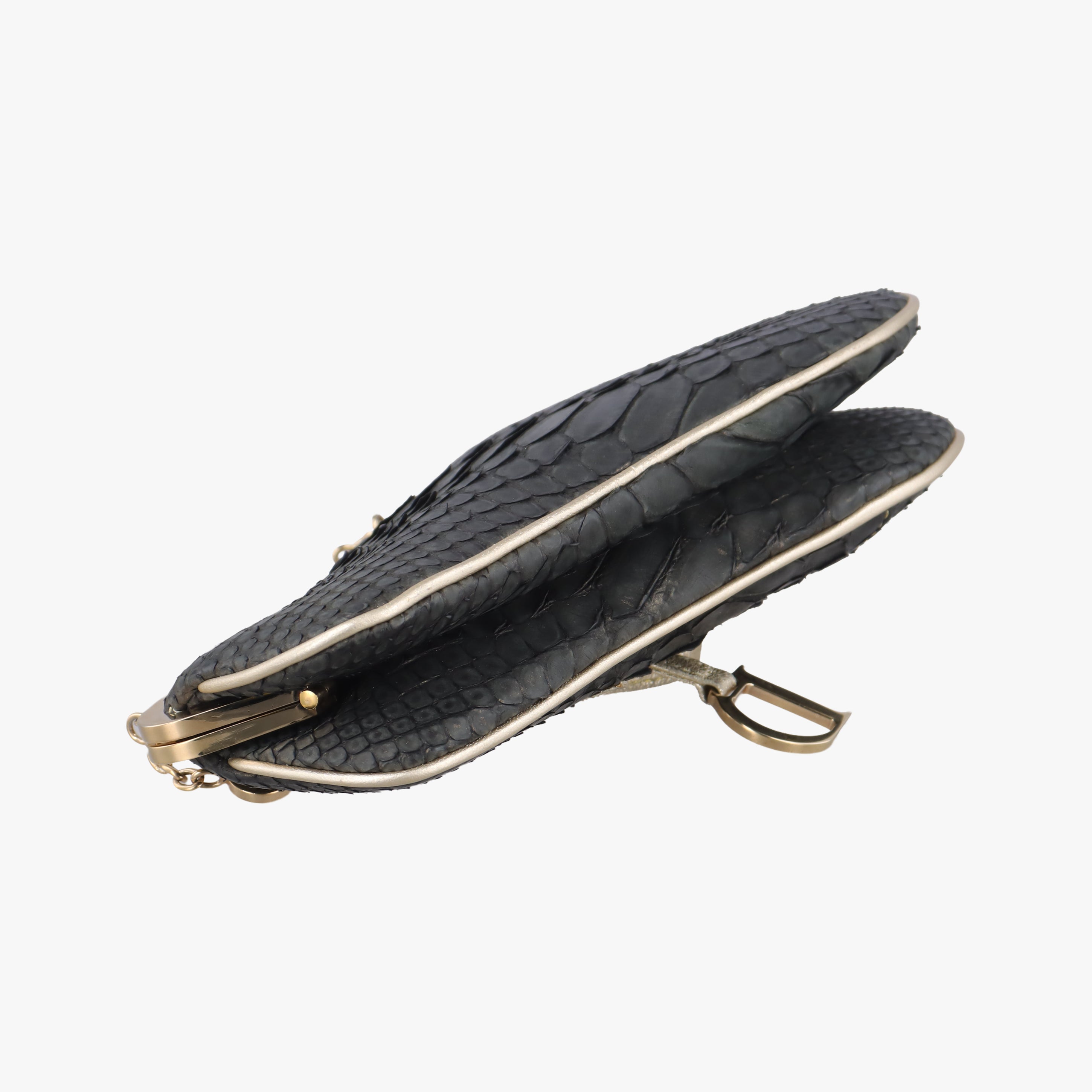 Vintage Christian Dior Saddle Black snakeskin  handbag | stylenewstar