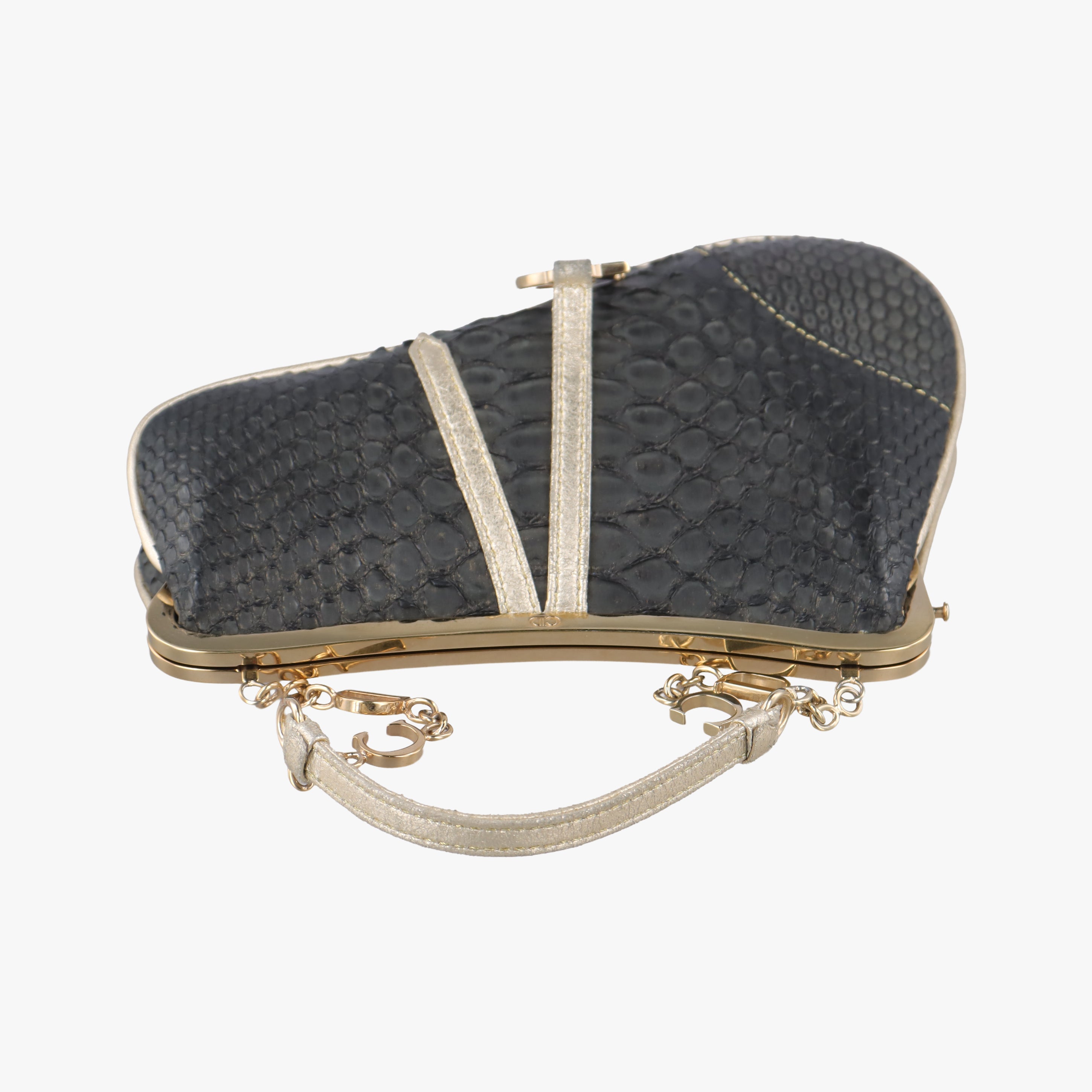 Vintage Christian Dior Saddle Black snakeskin  handbag | stylenewstar