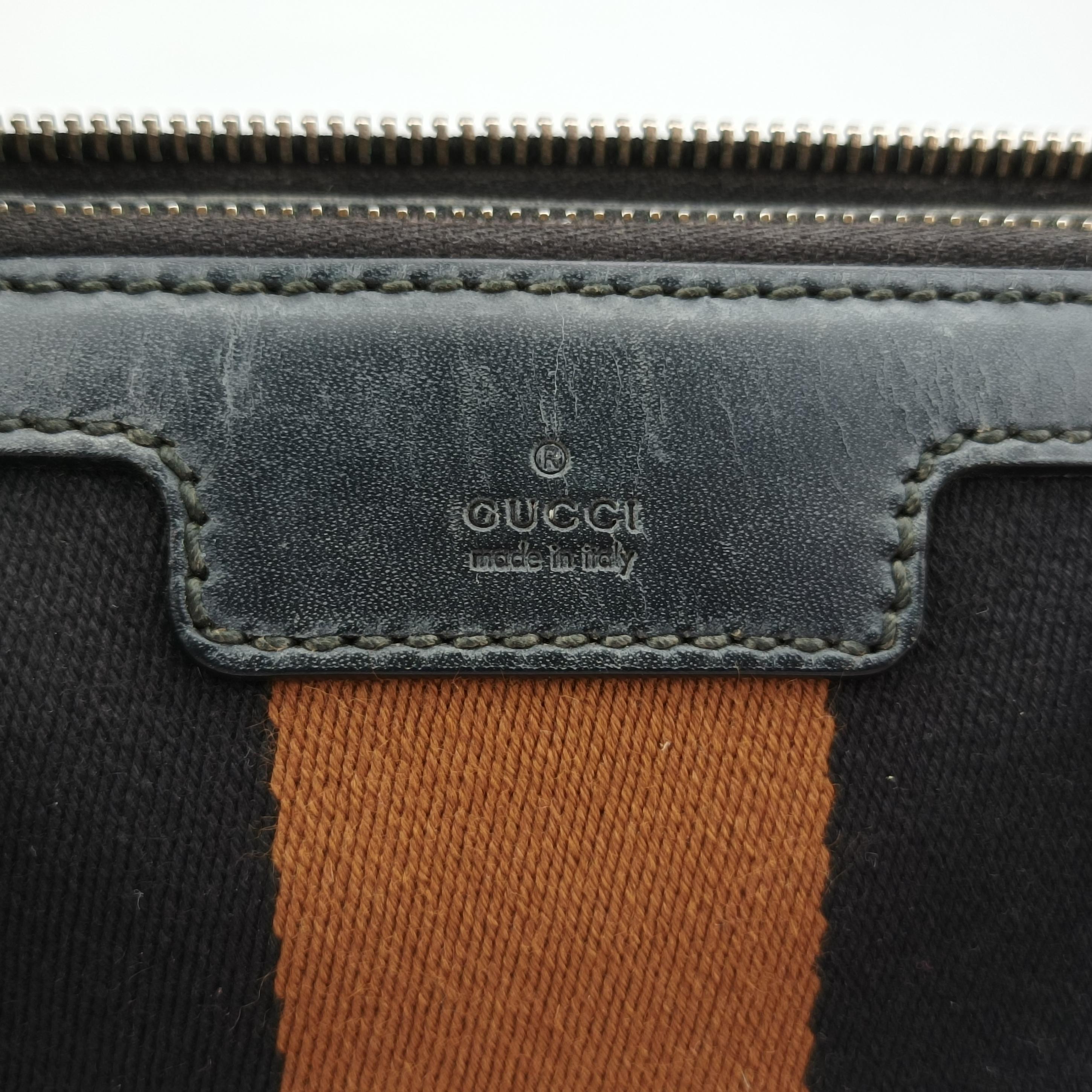 Pre-owned Gucci Diamante Web Beige×black×brown canvas×leather 257341 handbag | stylenewstar