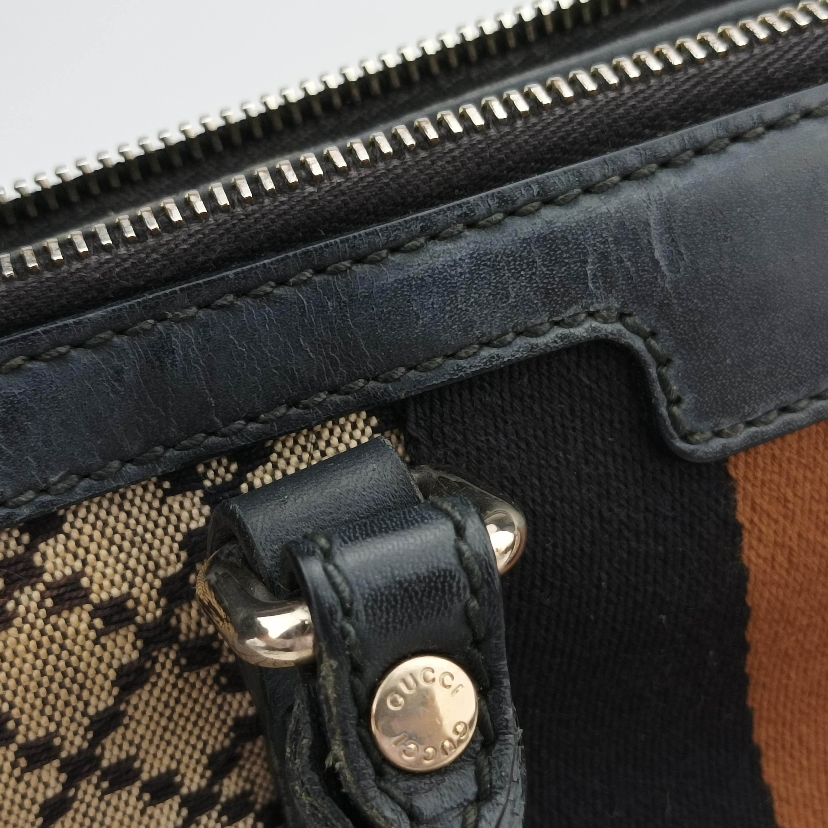 Pre-owned Gucci Diamante Web Beige×black×brown canvas×leather 257341 handbag | stylenewstar