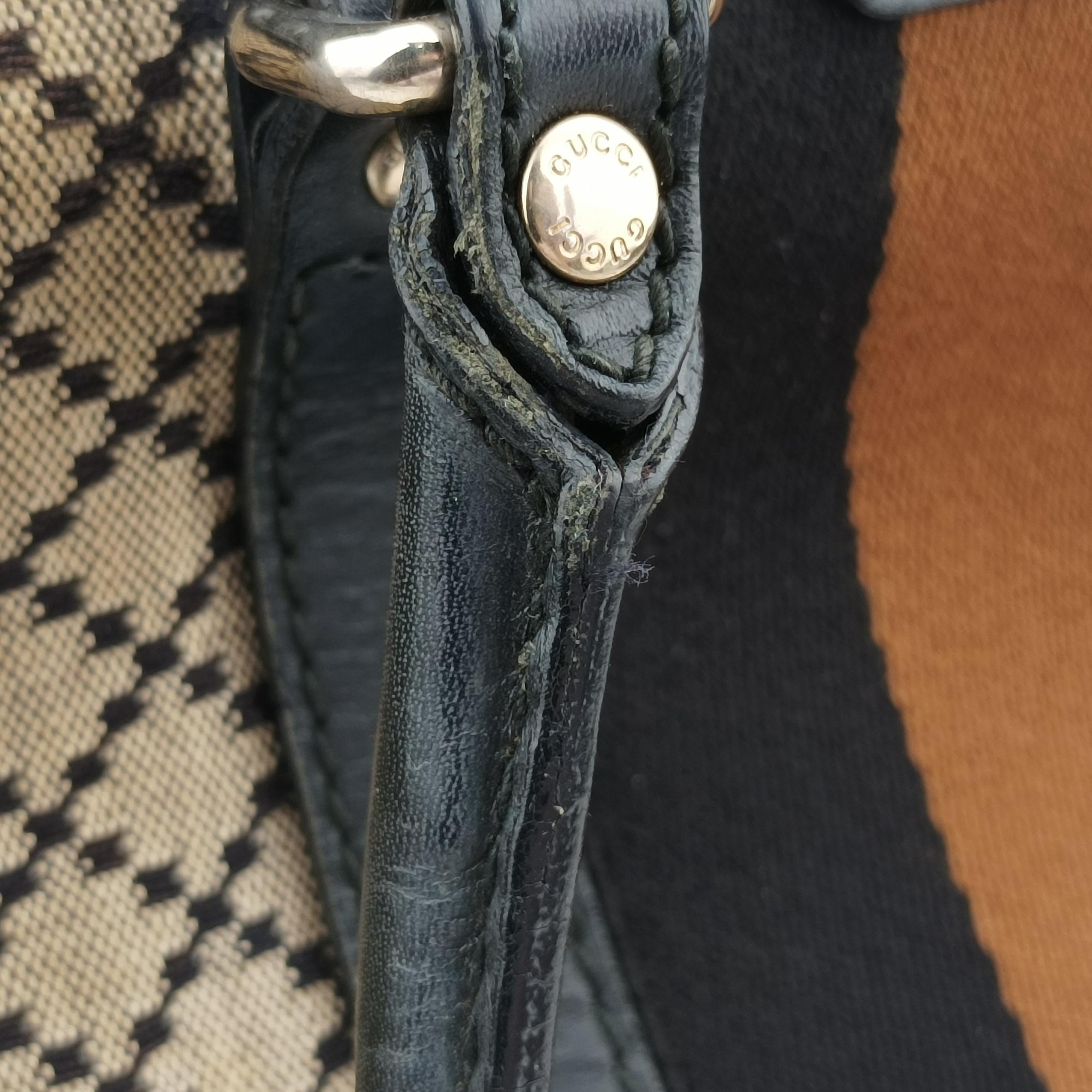 Pre-owned Gucci Diamante Web Beige×black×brown canvas×leather 257341 handbag | stylenewstar