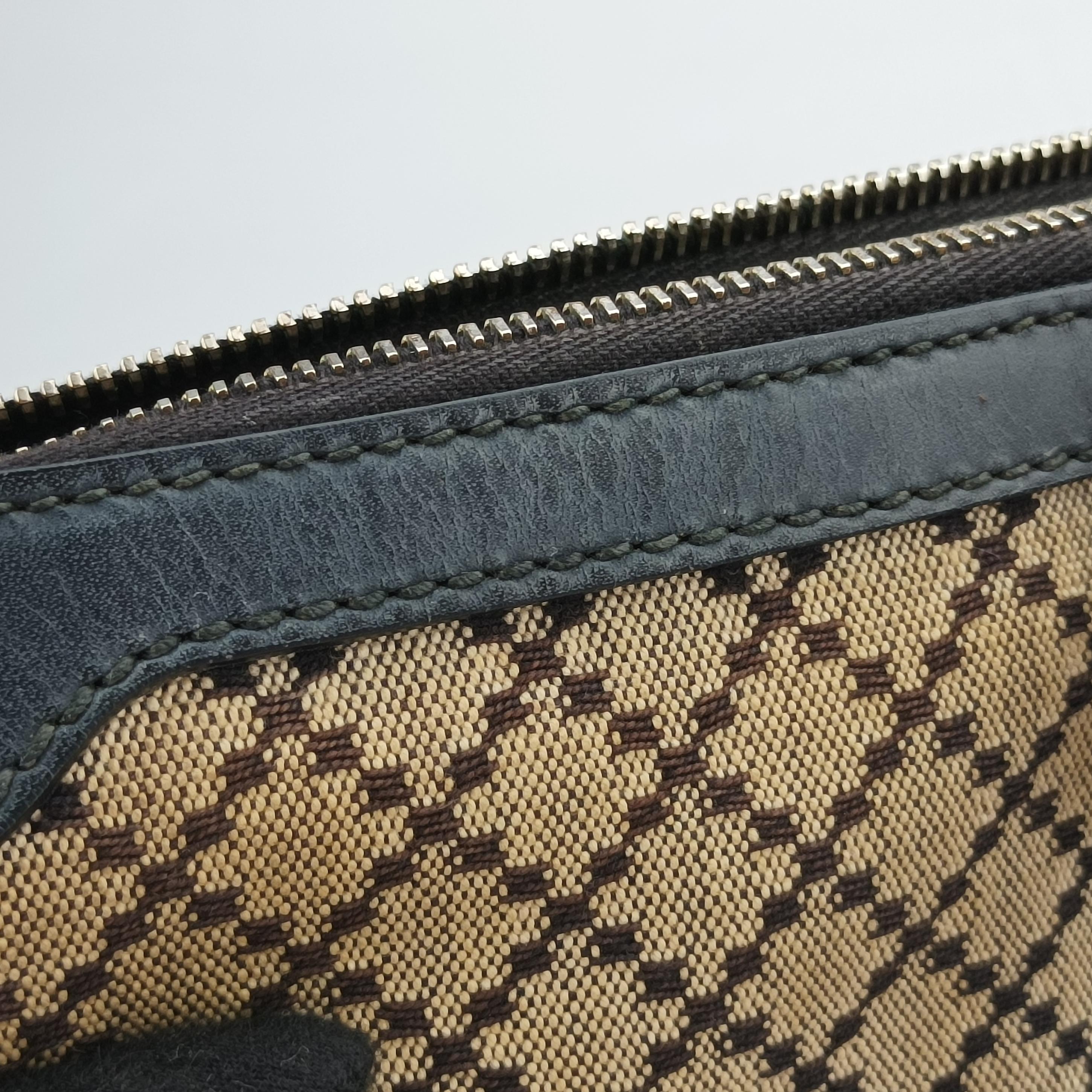 Pre-owned Gucci Diamante Web Beige×black×brown canvas×leather 257341 handbag | stylenewstar