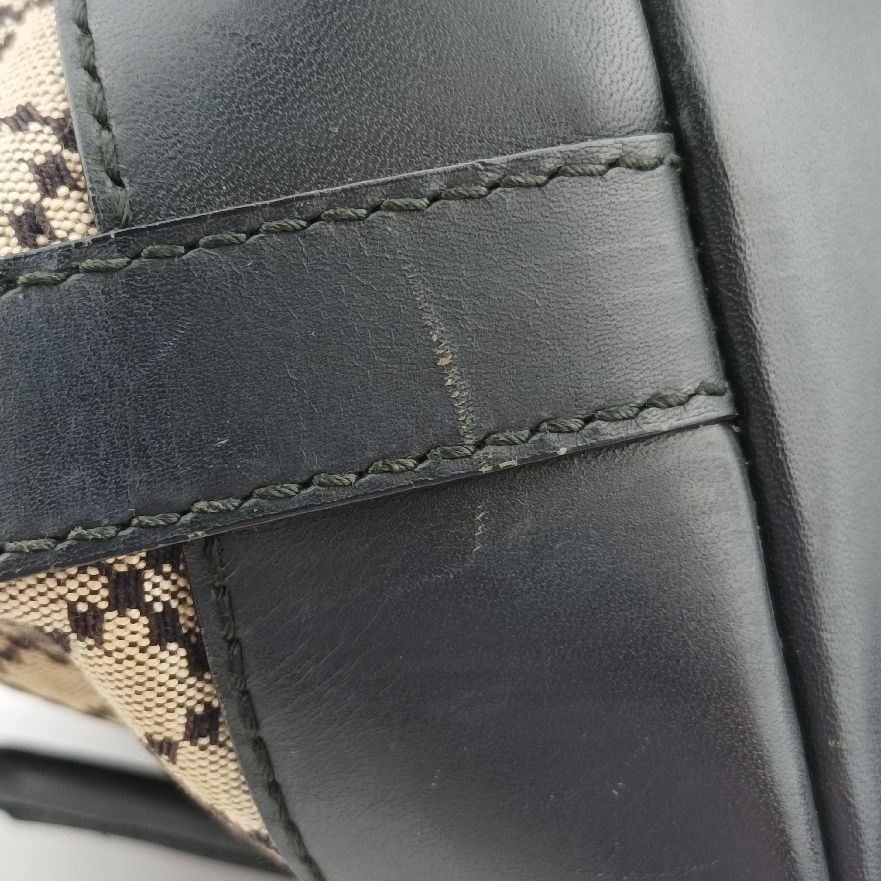 Pre-owned Gucci Diamante Web Beige×black×brown canvas×leather 257341 handbag | stylenewstar