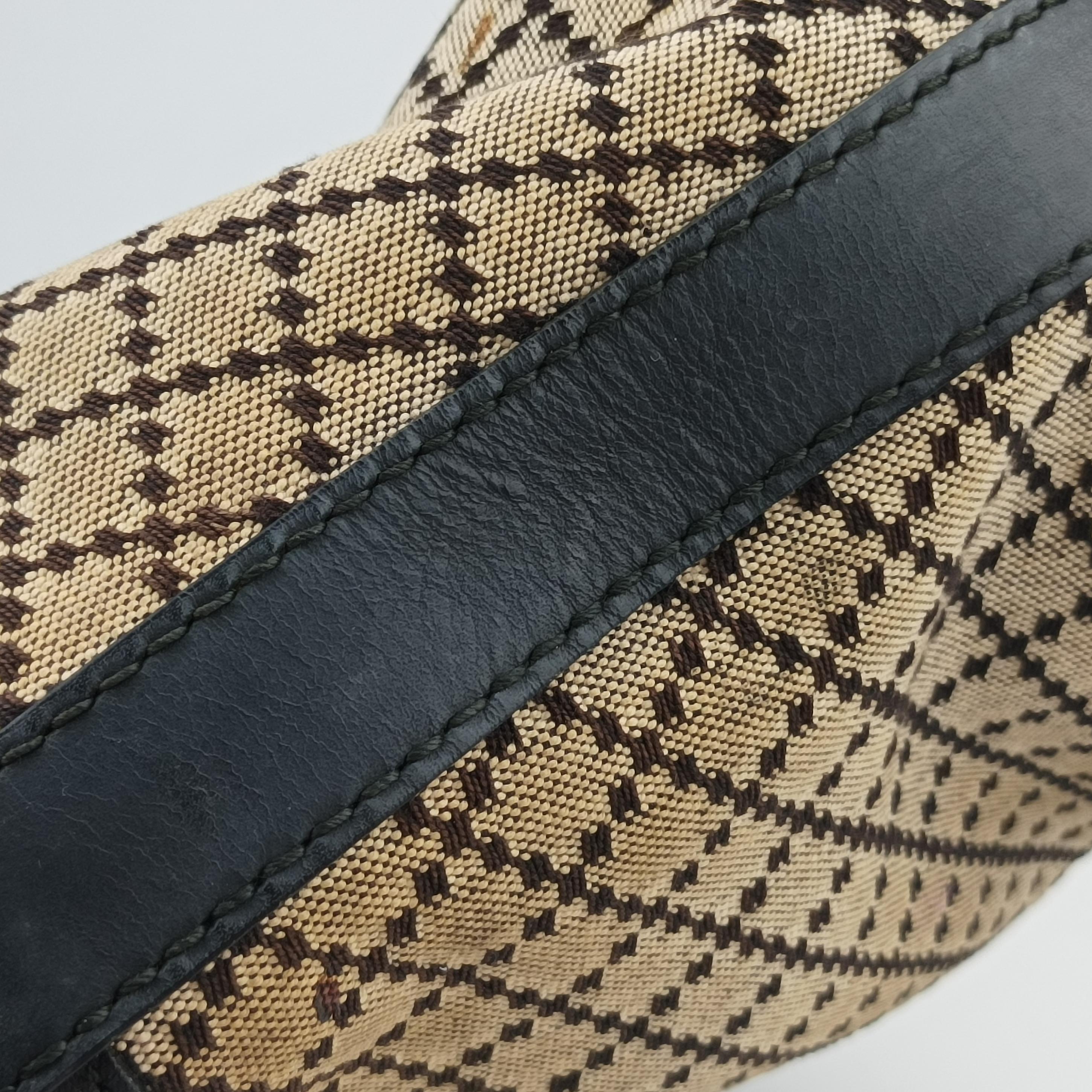 Pre-owned Gucci Diamante Web Beige×black×brown canvas×leather 257341 handbag | stylenewstar
