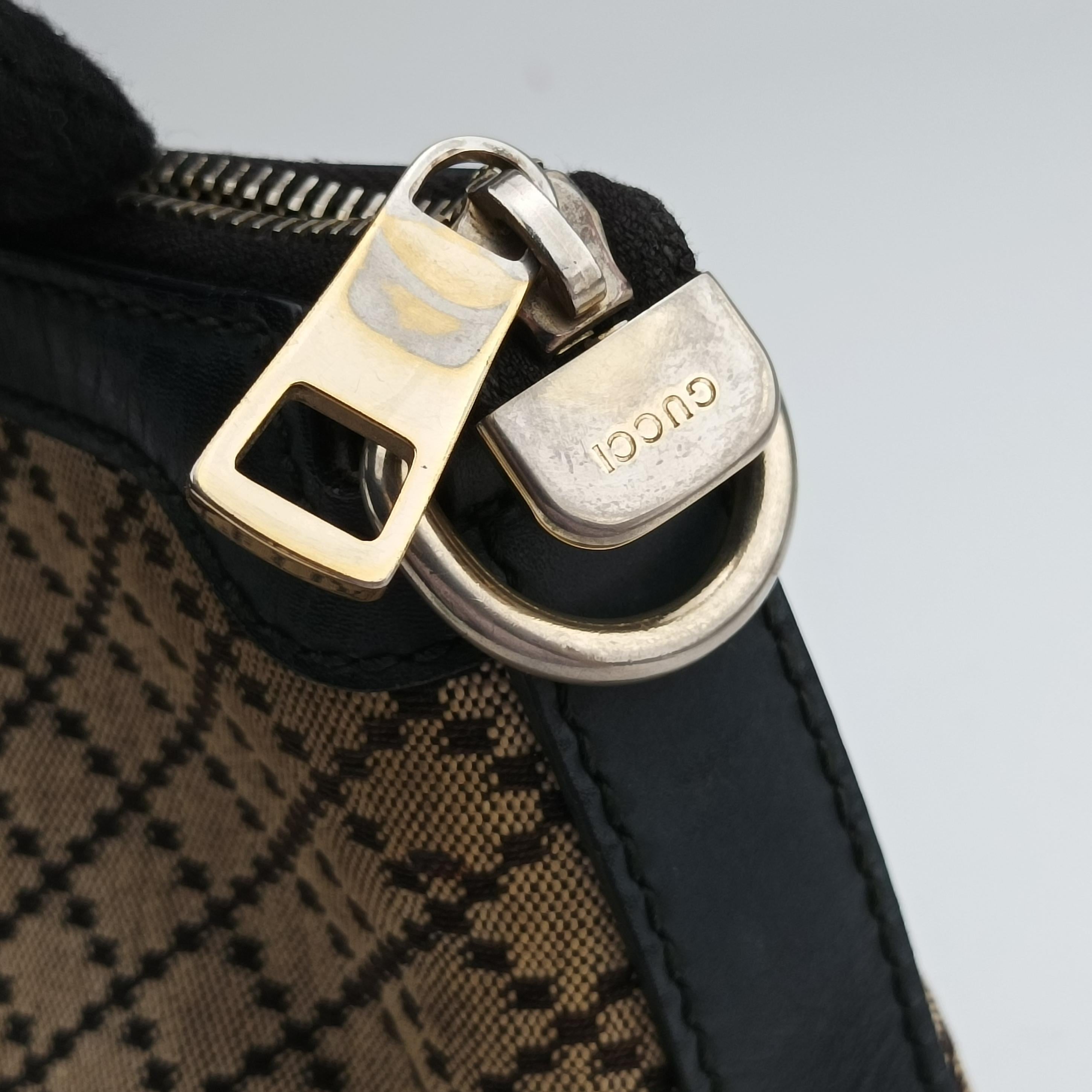 Pre-owned Gucci Diamante Web Beige×black×brown canvas×leather 257341 handbag | stylenewstar