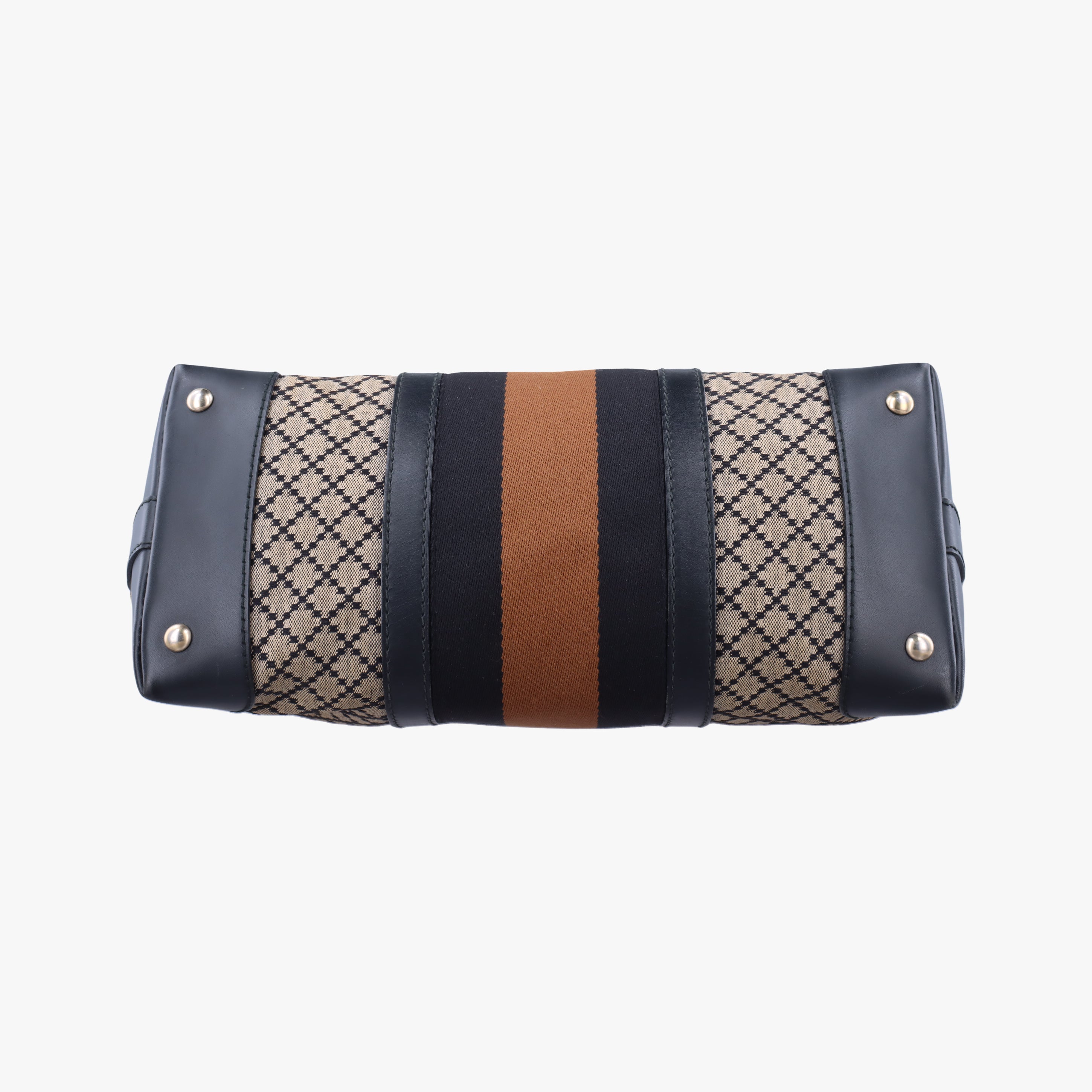 Pre-owned Gucci Diamante Web Beige×black×brown canvas×leather 257341 handbag | stylenewstar