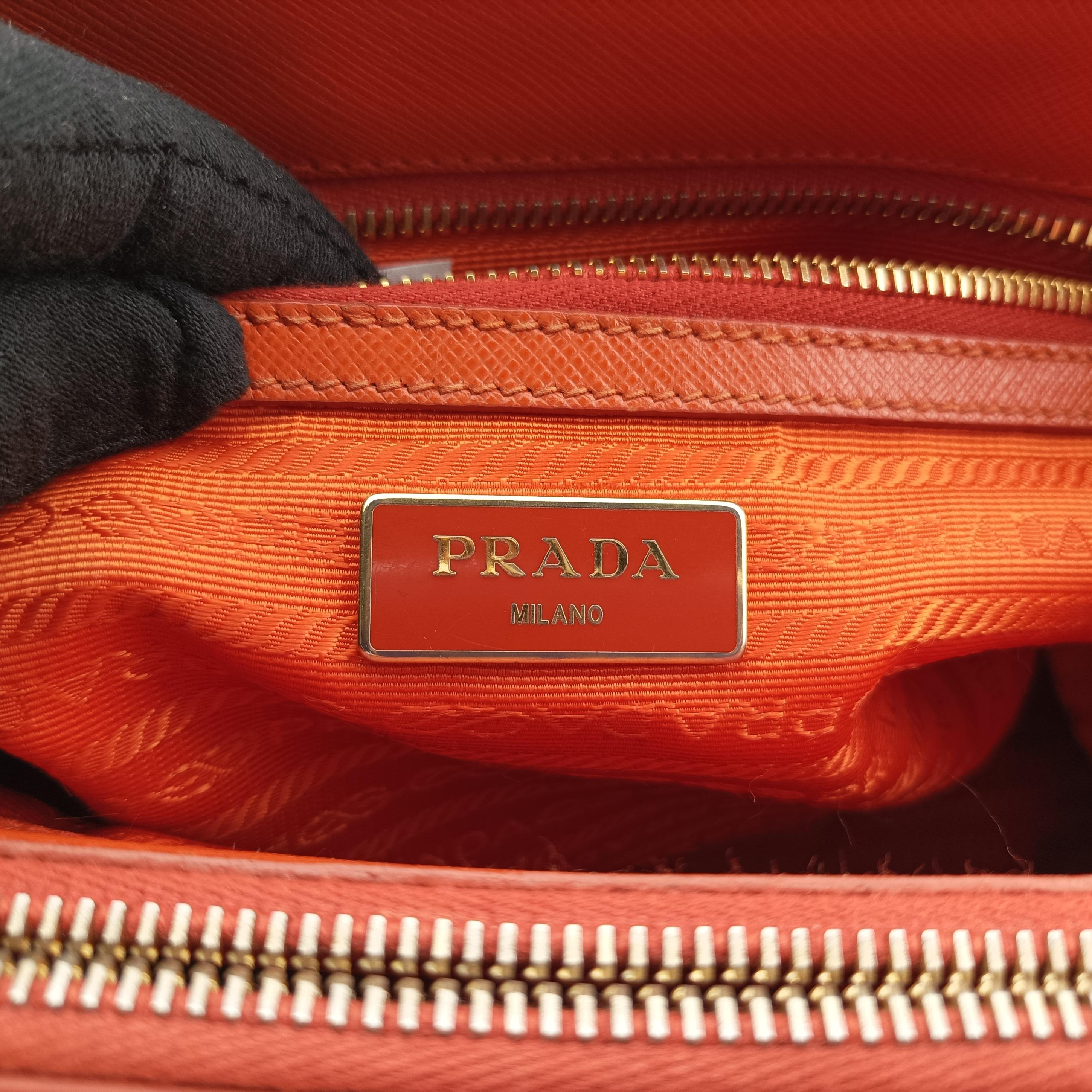 Pre-owned Prada Galleria Orange SAFFIANO Leather BN2274 shoulderbag | stylenewstar