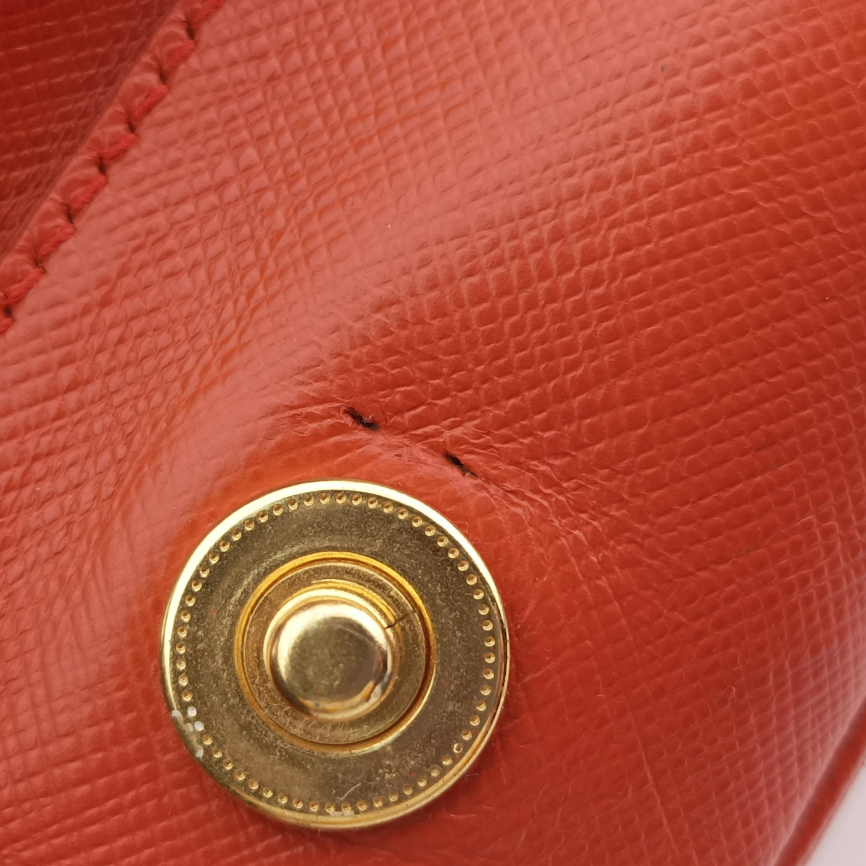 Pre-owned Prada Galleria Orange SAFFIANO Leather BN2274 shoulderbag | stylenewstar