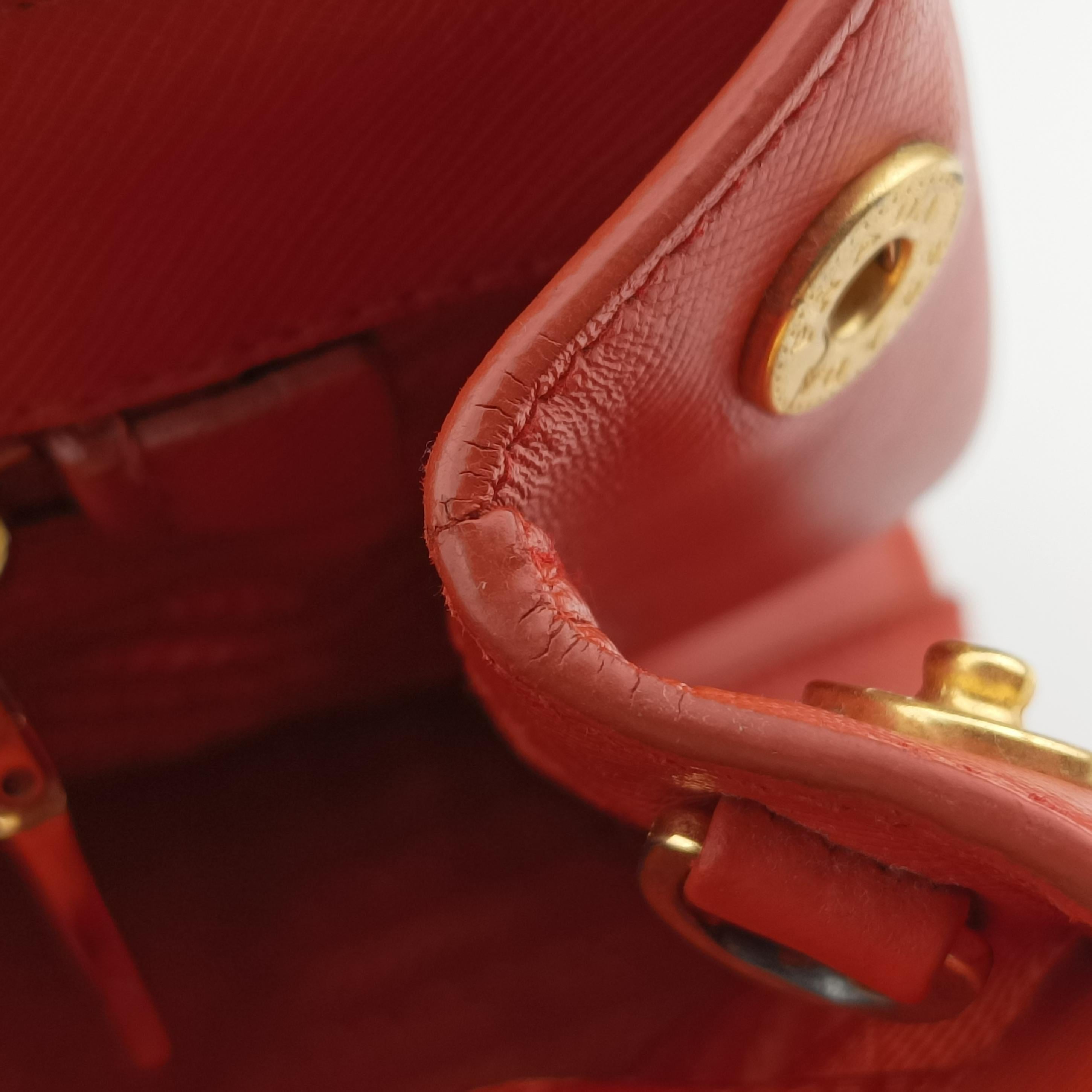 Pre-owned Prada Galleria Orange SAFFIANO Leather BN2274 shoulderbag | stylenewstar