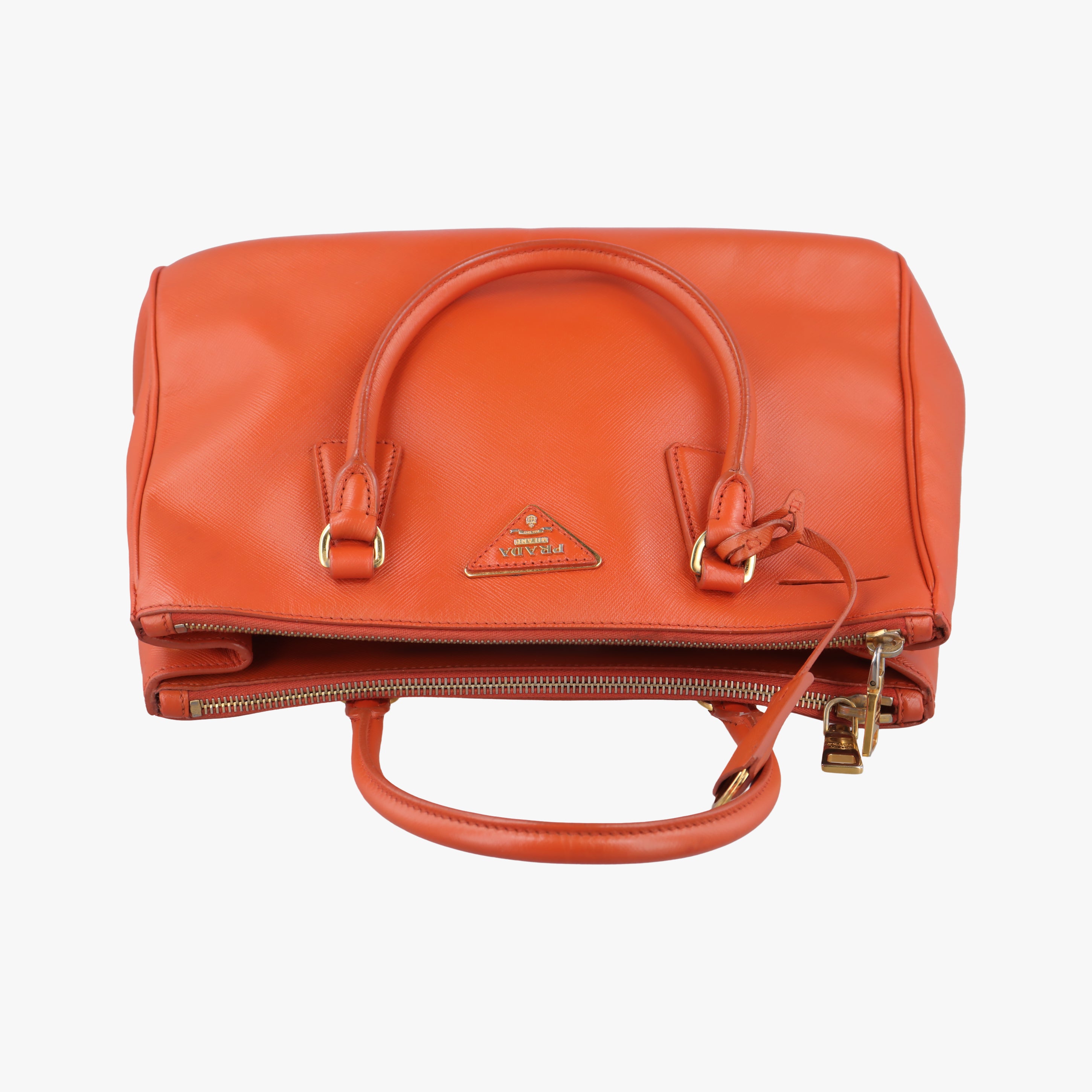 Pre-owned Prada Galleria Orange SAFFIANO Leather BN2274 shoulderbag | stylenewstar