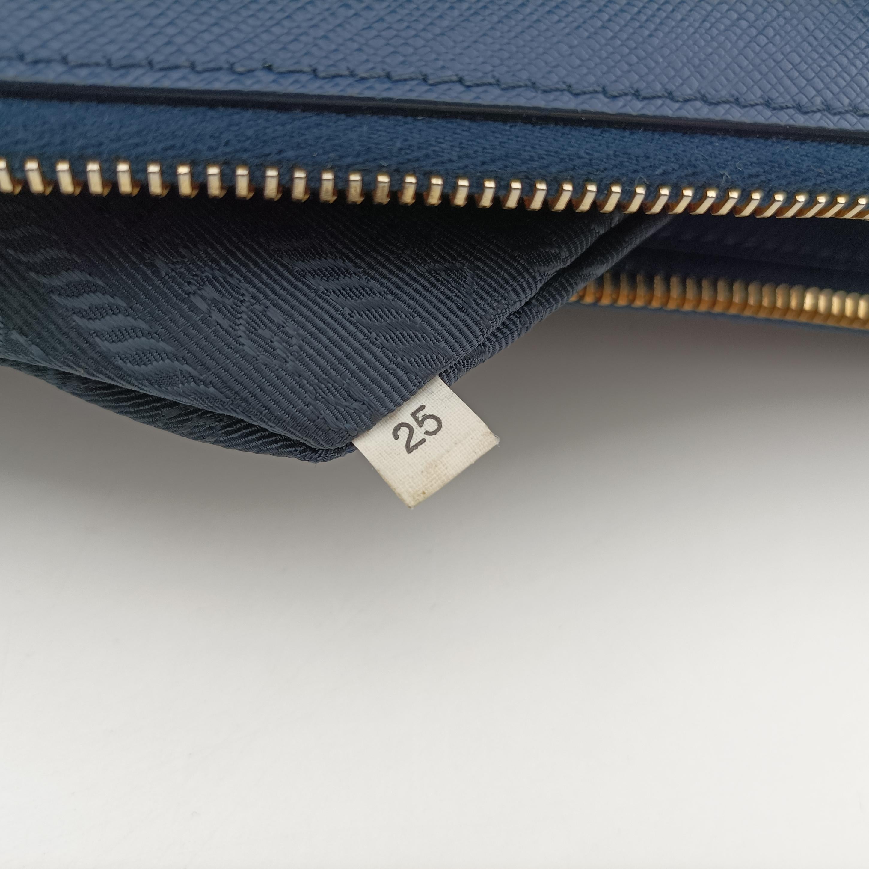 Pre-owned Prada Galleria front pocket Blue SAFFIANO Leather BN2674 shoulderbag | stylenewstar