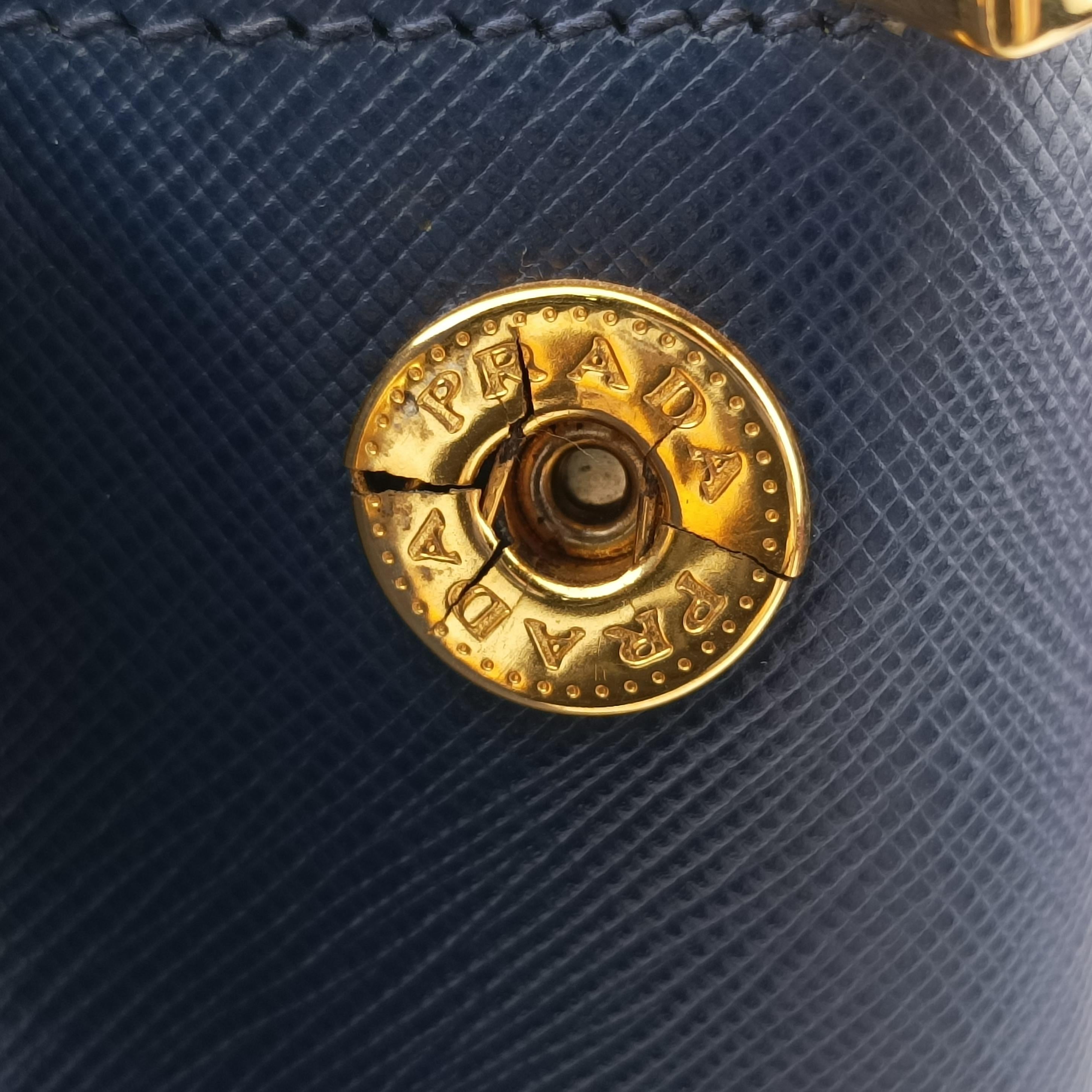 Pre-owned Prada Galleria front pocket Blue SAFFIANO Leather BN2674 shoulderbag | stylenewstar