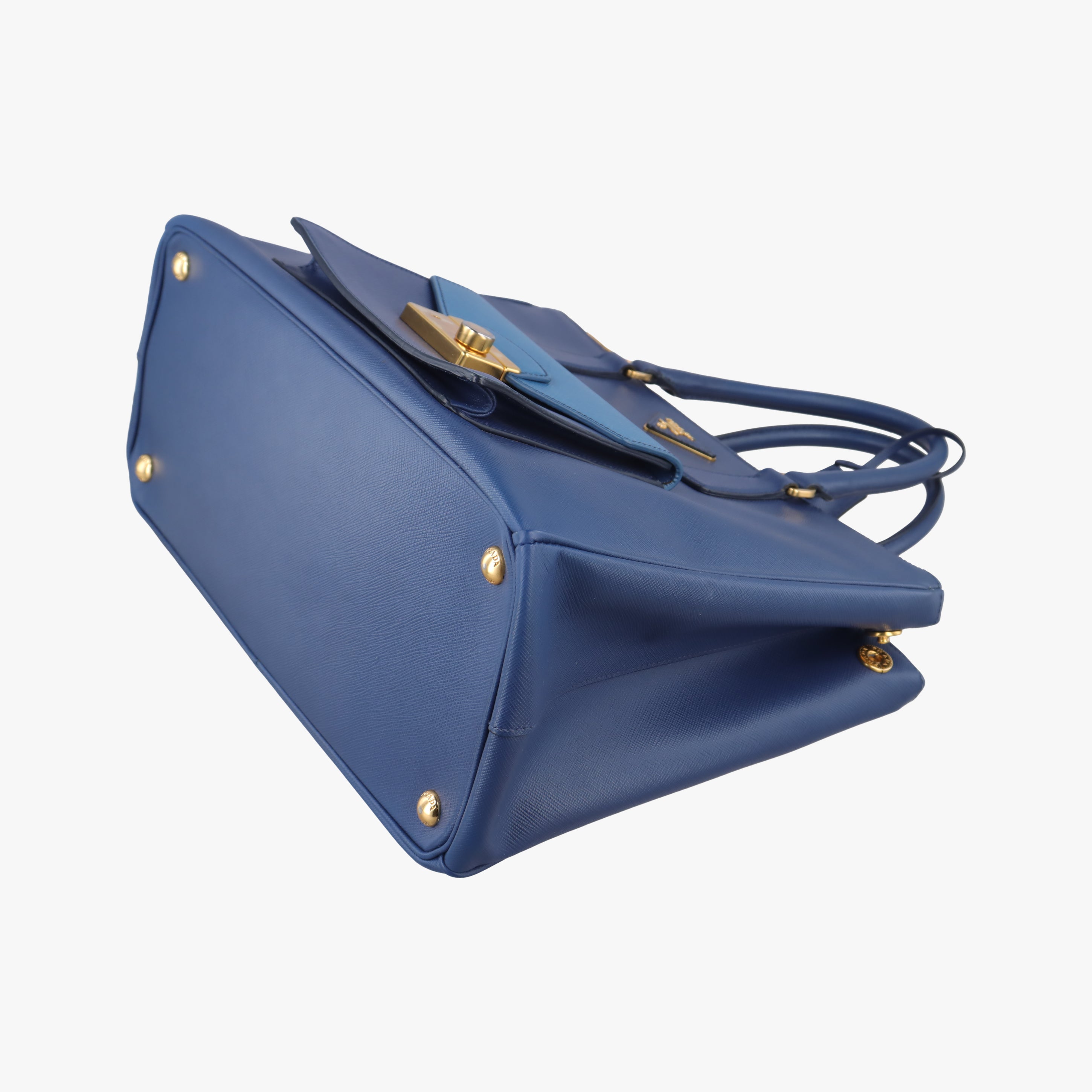 Pre-owned Prada Galleria front pocket Blue SAFFIANO Leather BN2674 shoulderbag | stylenewstar