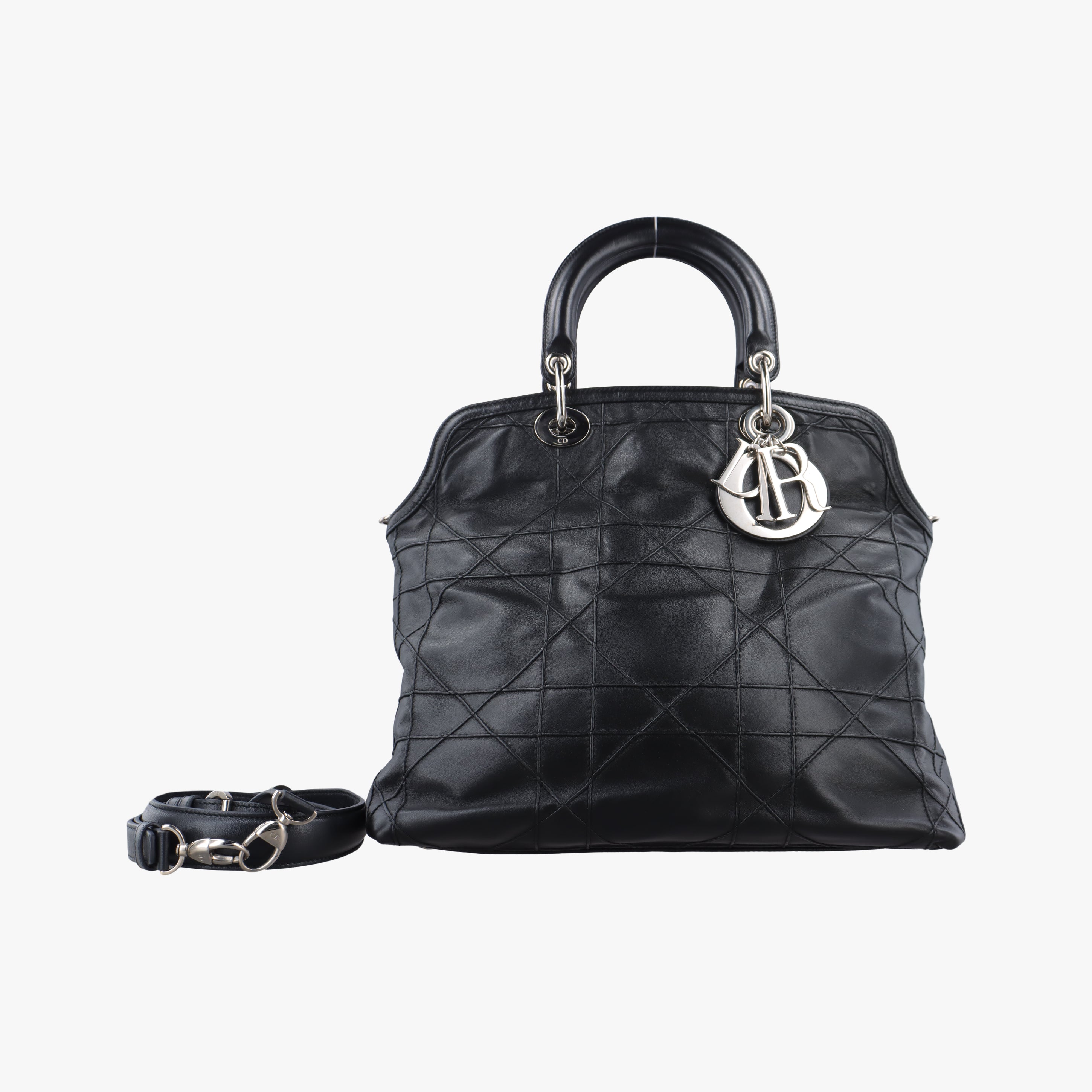 Pre-owned Christian Dior Granville Black lambskin  shoulderbag | stylenewstar