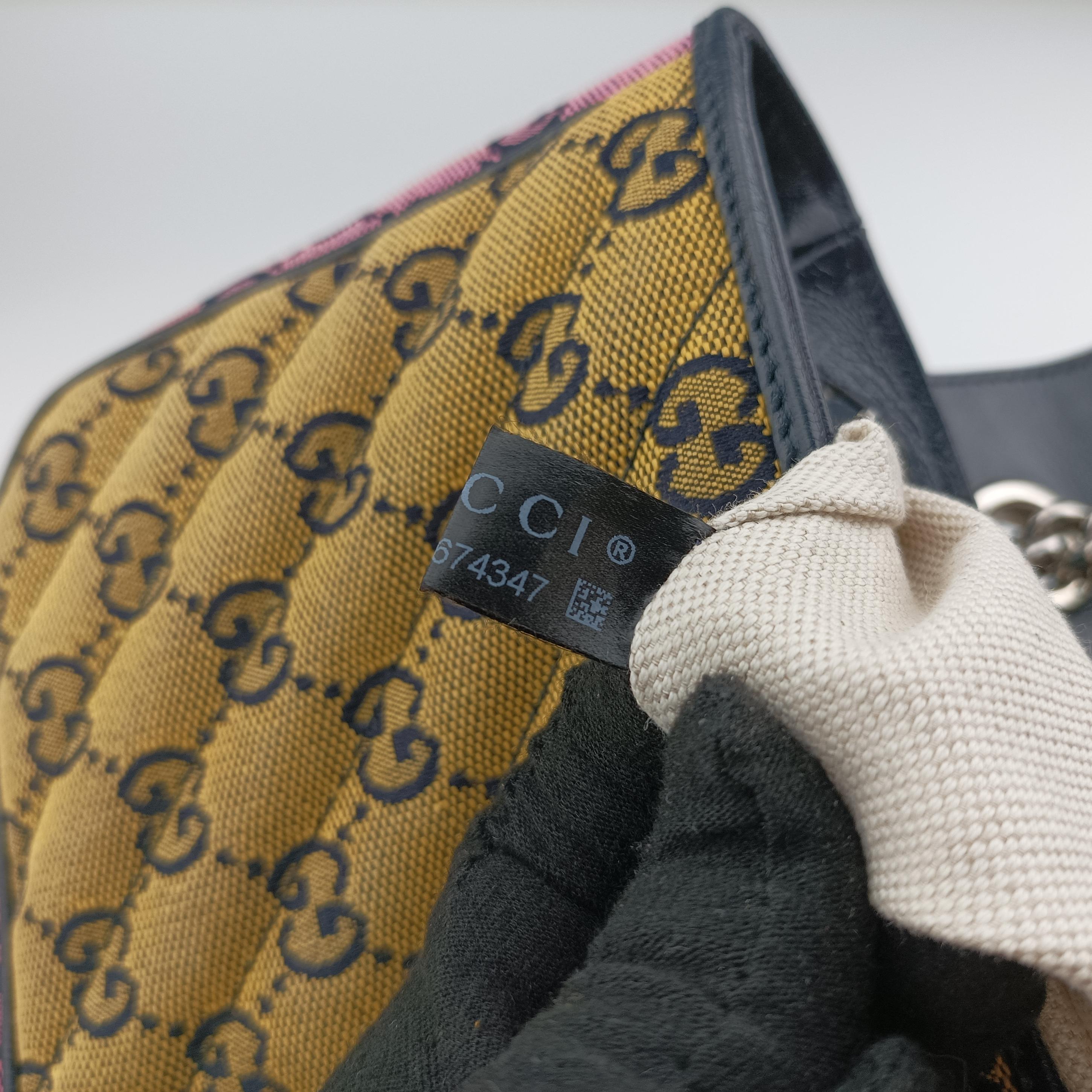 Vintage Gucci GG Marmont Black×Green×Yellow×Pink Canvas 443497 shoulderbag | stylenewstar