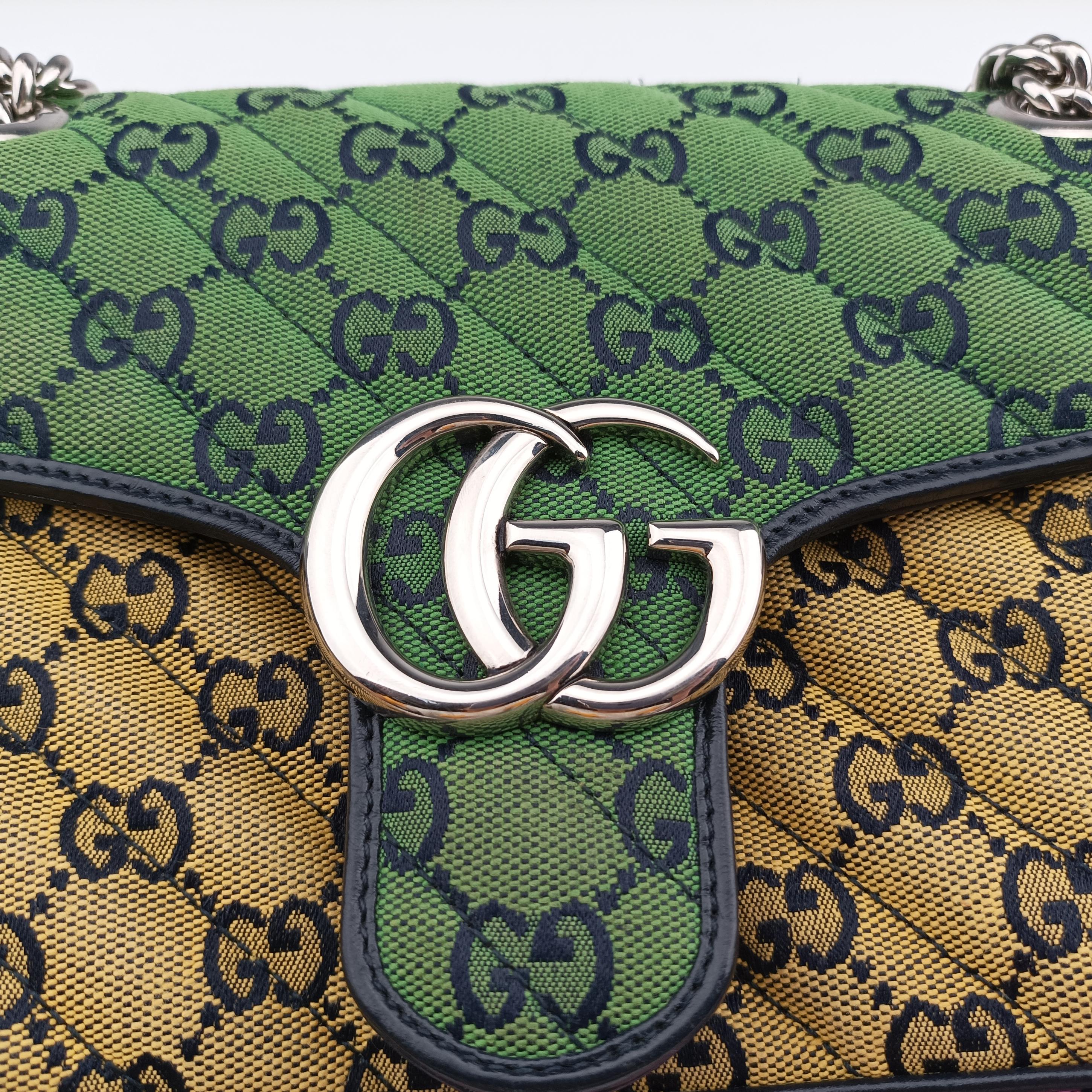 Vintage Gucci GG Marmont Black×Green×Yellow×Pink Canvas 443497 shoulderbag | stylenewstar