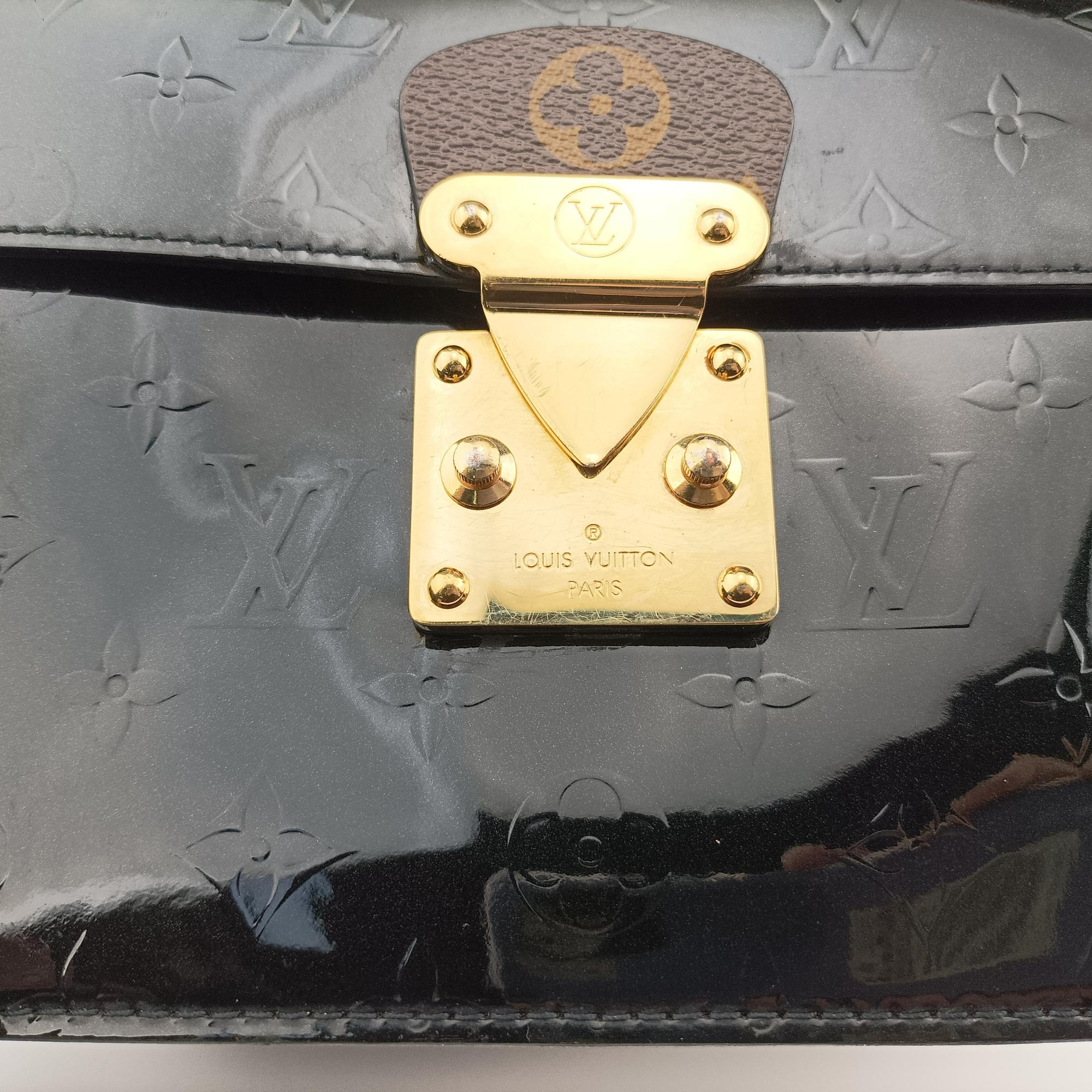 Pre-owned Louis Vuitton Spring Street PM BLACK Vernis×Leather×Monogram Canvas M90375 shoulderbag | stylenewstar