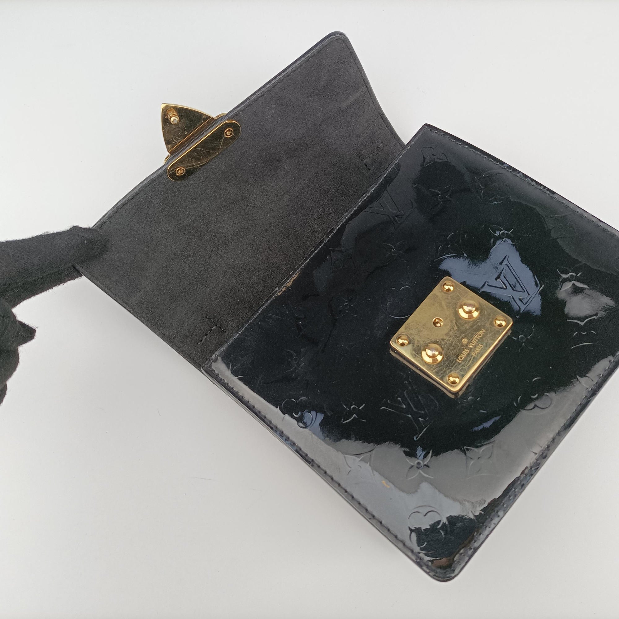 Pre-owned Louis Vuitton Spring Street PM BLACK Vernis×Leather×Monogram Canvas M90375 shoulderbag | stylenewstar