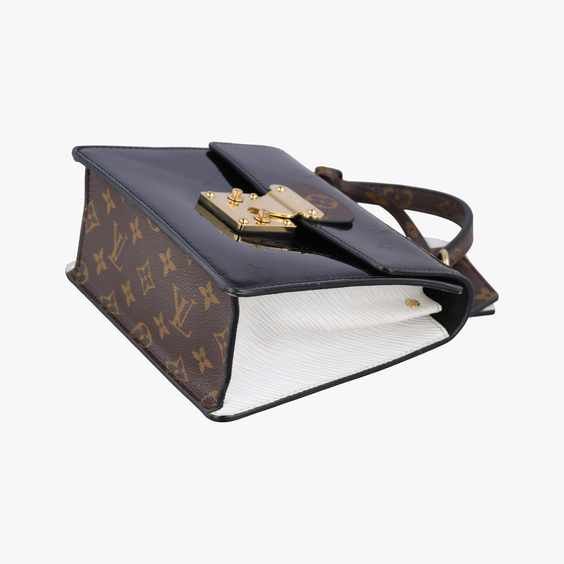 Pre-owned Louis Vuitton Spring Street PM BLACK Vernis×Leather×Monogram Canvas M90375 shoulderbag | stylenewstar