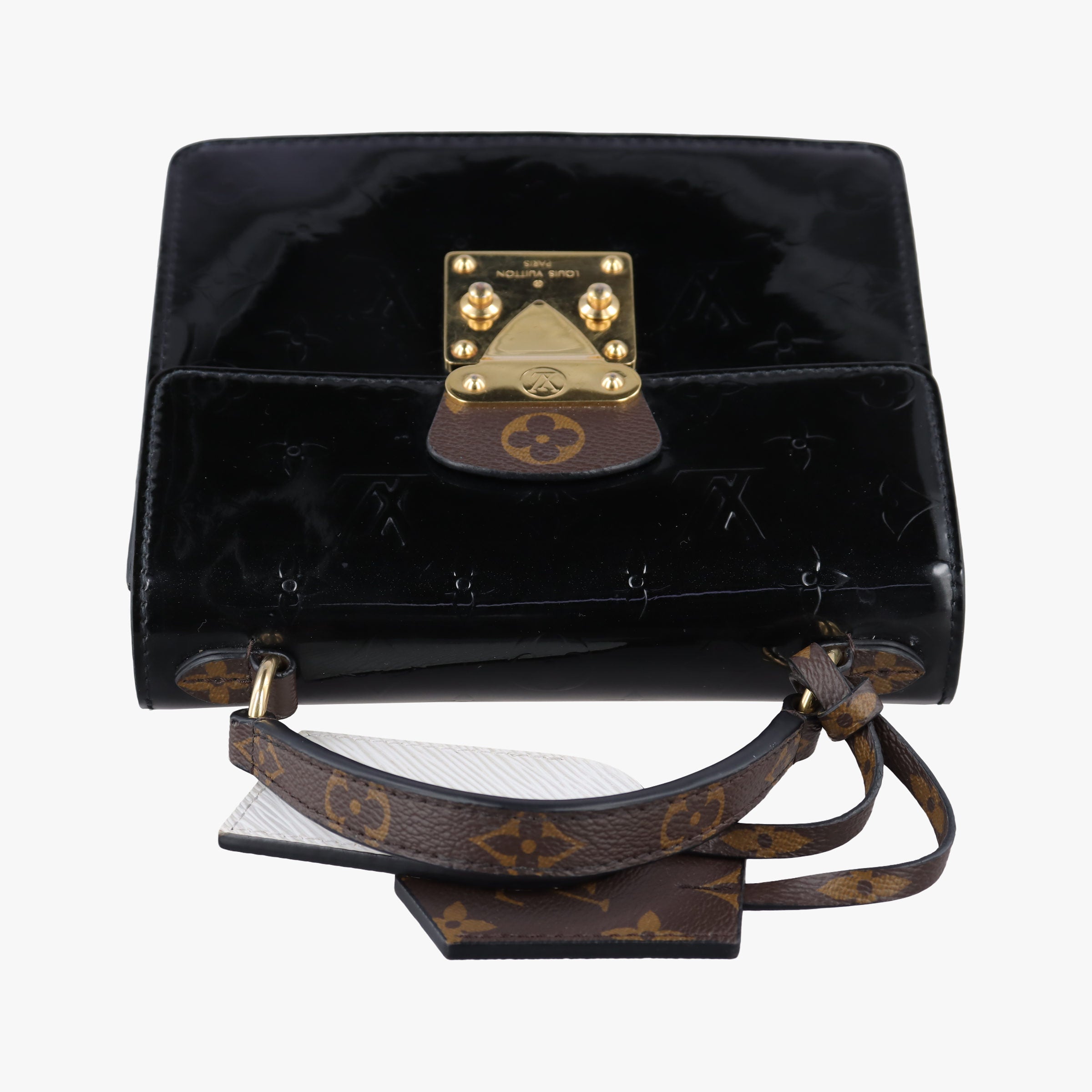 Pre-owned Louis Vuitton Spring Street PM BLACK Vernis×Leather×Monogram Canvas M90375 shoulderbag | stylenewstar