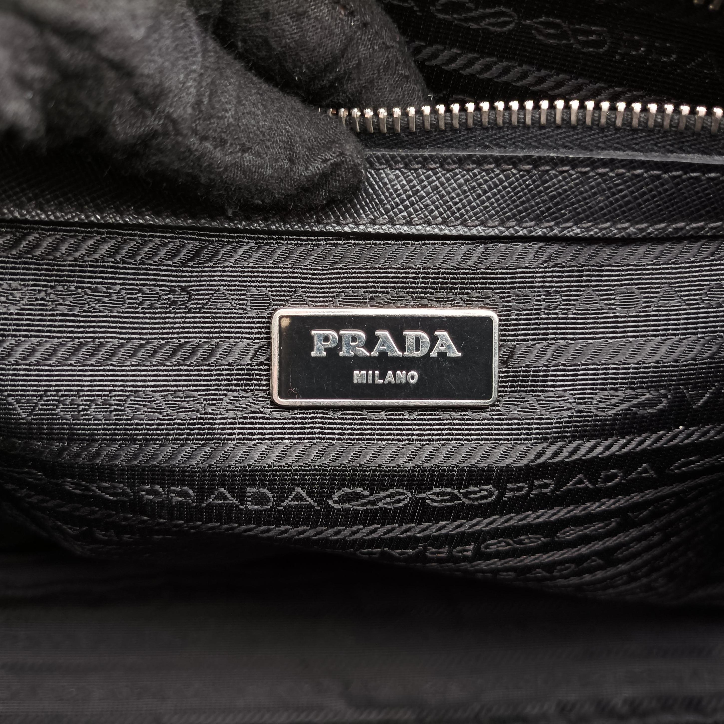 Pre-owned Prada Push-Lock Briefcases Black Saffiano Leather  handbag | stylenewstar