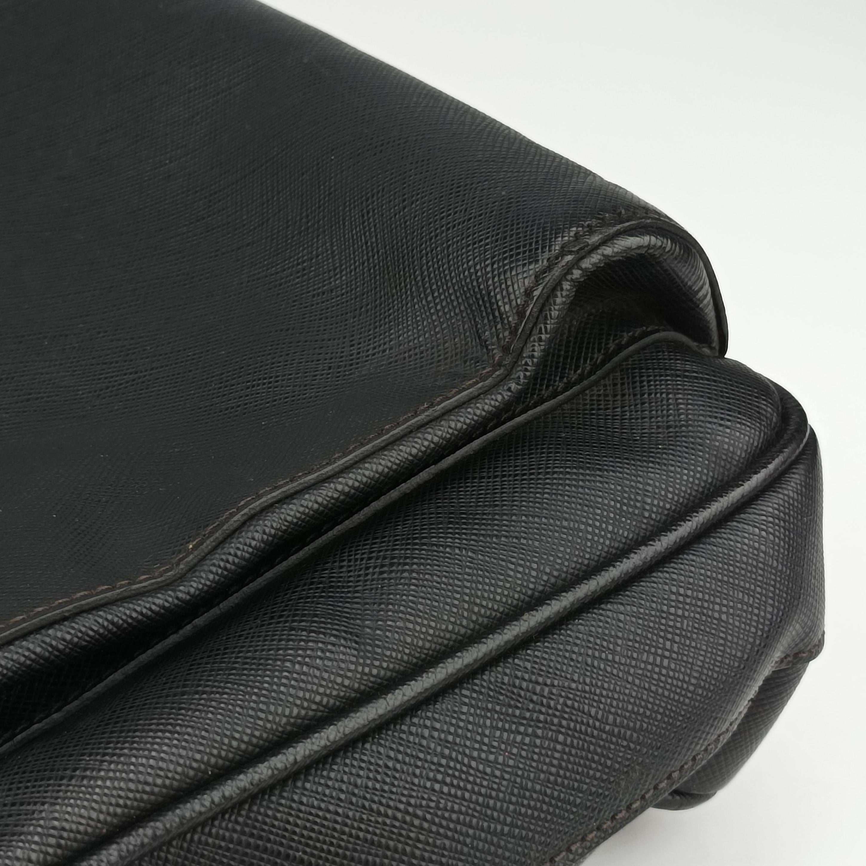 Pre-owned Prada Push-Lock Briefcases Black Saffiano Leather  handbag | stylenewstar