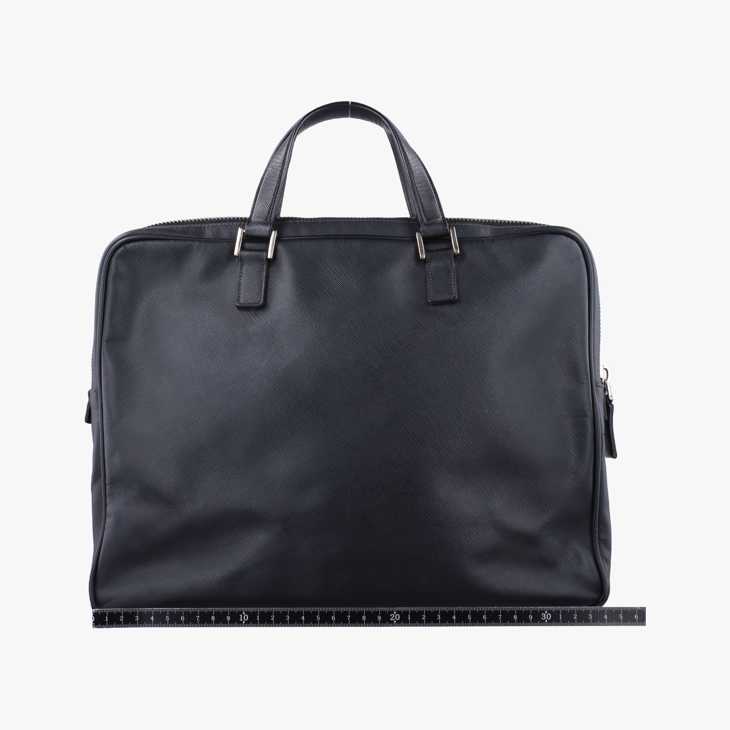Pre-owned Prada Push-Lock Briefcases Black Saffiano Leather  handbag | stylenewstar