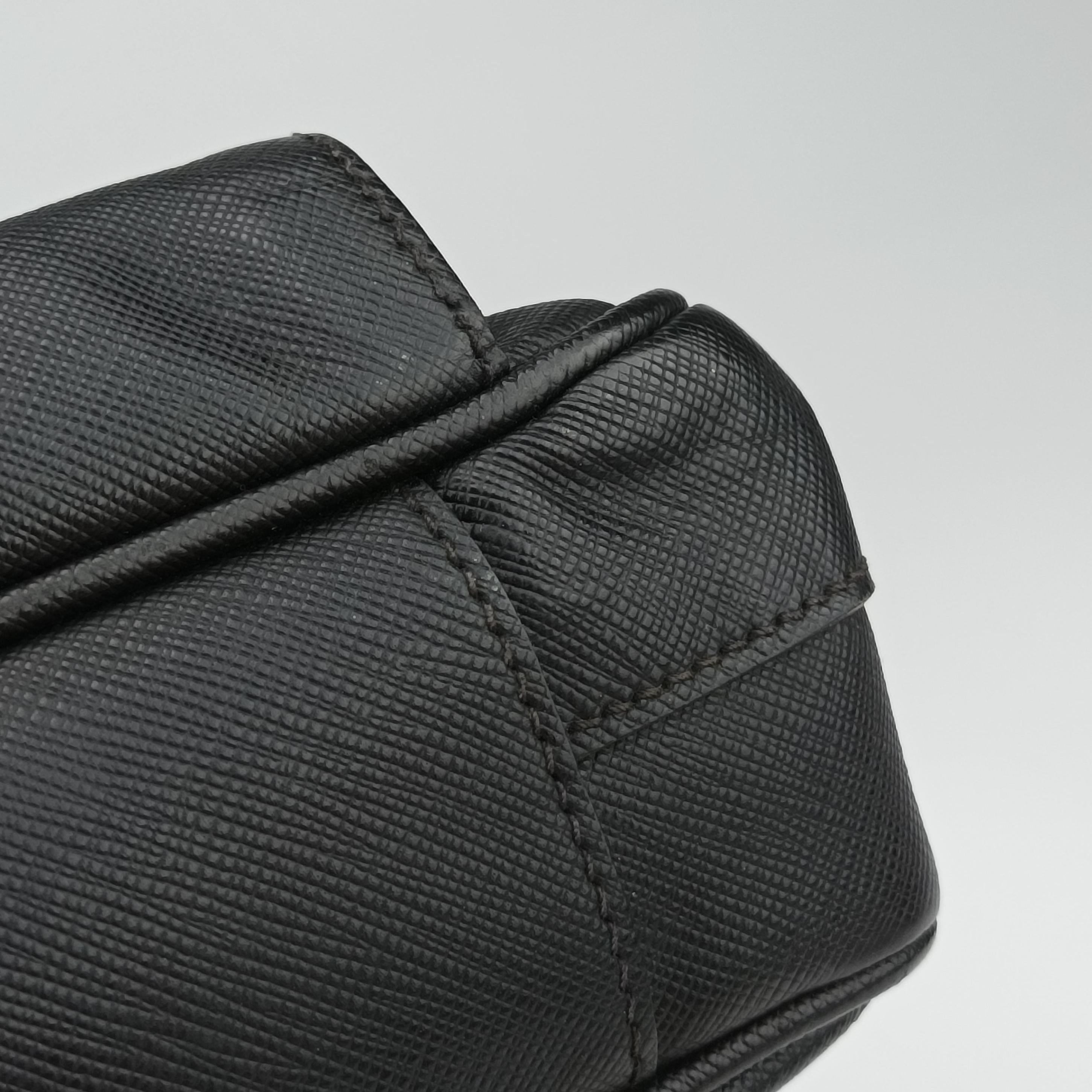 Pre-owned Prada Push-Lock Briefcases Black Saffiano Leather  handbag | stylenewstar