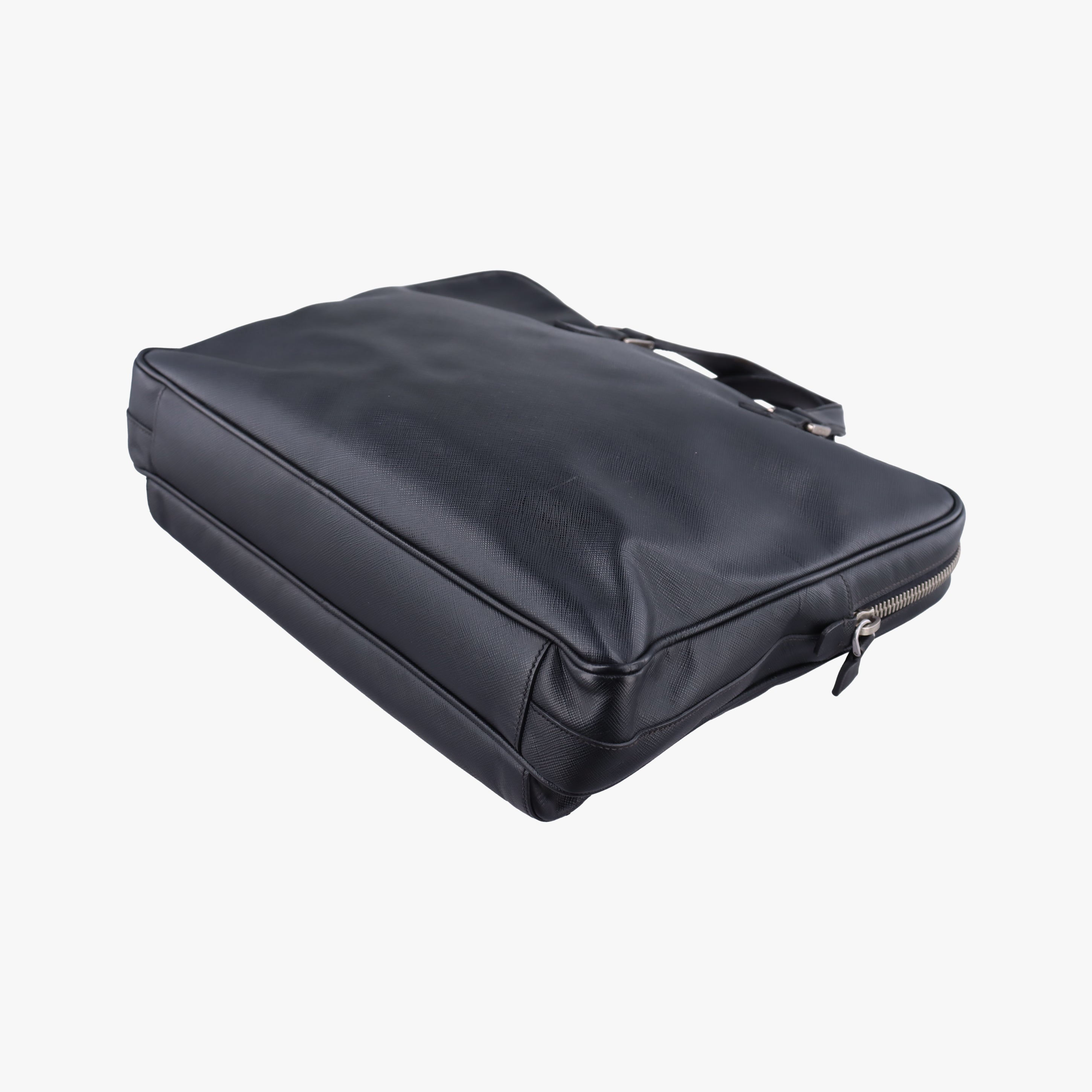 Pre-owned Prada Push-Lock Briefcases Black Saffiano Leather  handbag | stylenewstar
