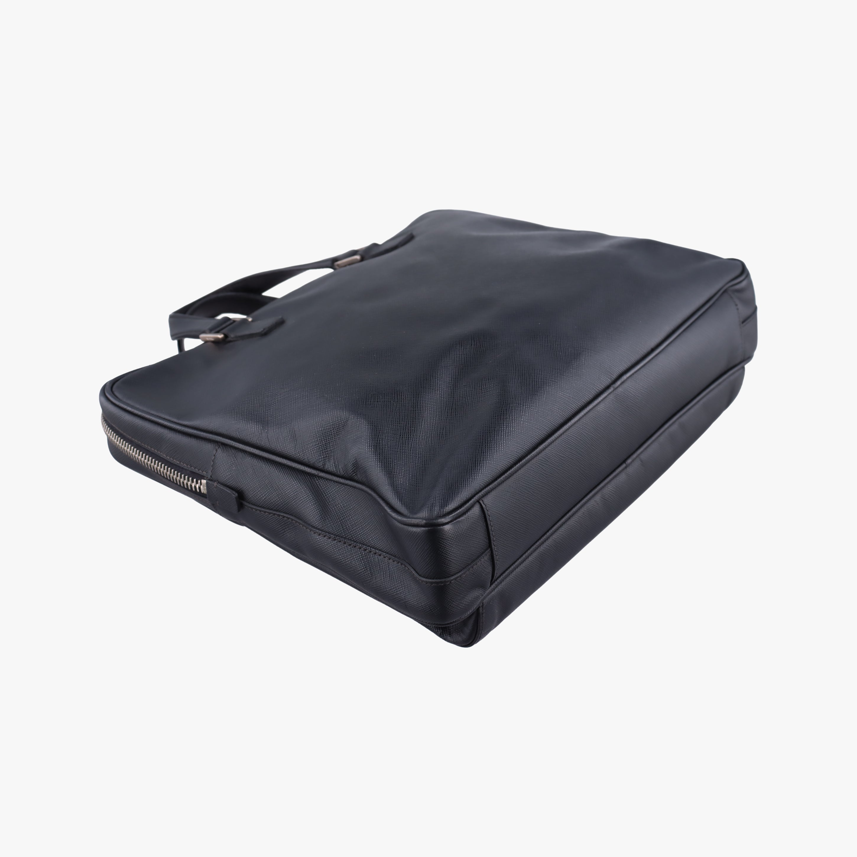 Pre-owned Prada Push-Lock Briefcases Black Saffiano Leather  handbag | stylenewstar