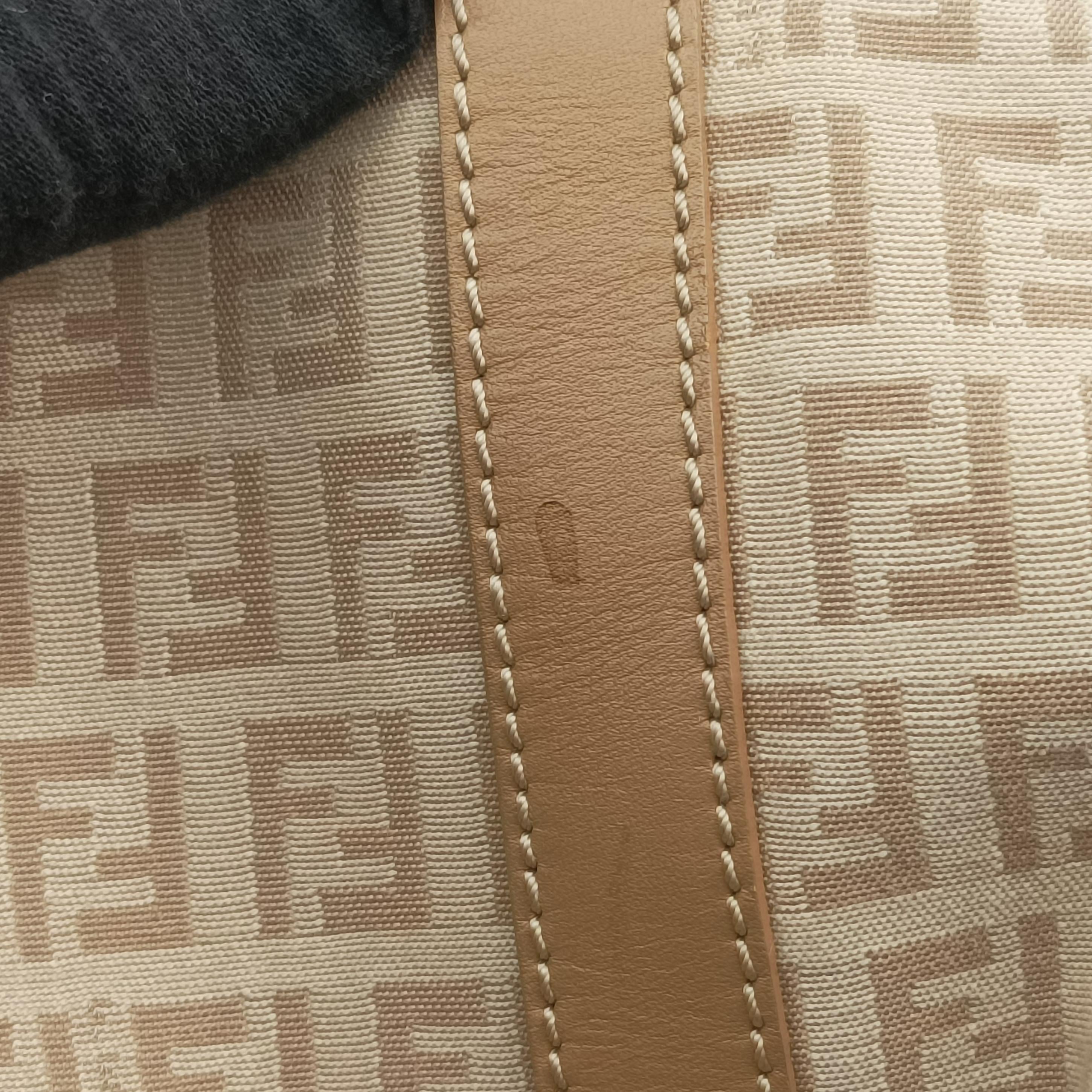 Pre-owned Fendi Zucchino Forever Bauletto beige canvas 8BL063 handbag | stylenewstar