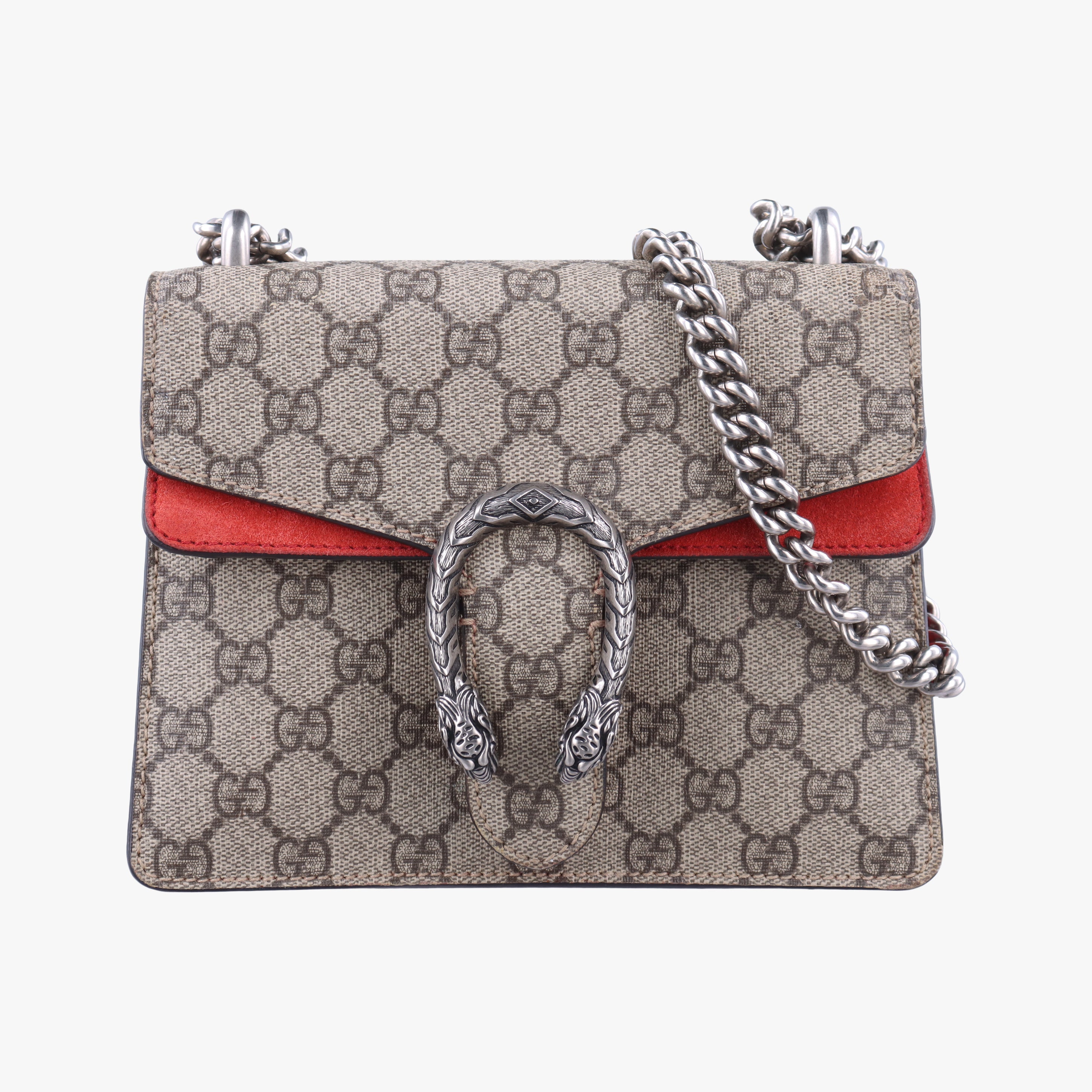 Pre-owned Gucci Dionysus beige×red PVC coated canvas × suede 421970 shoulderbag | stylenewstar