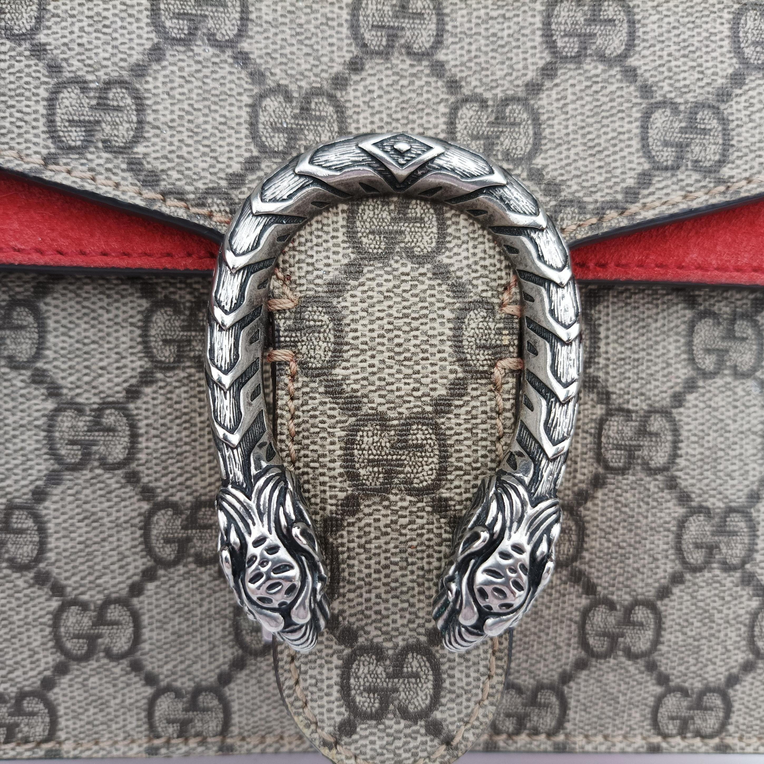 Pre-owned Gucci Dionysus beige×red PVC coated canvas × suede 421970 shoulderbag | stylenewstar