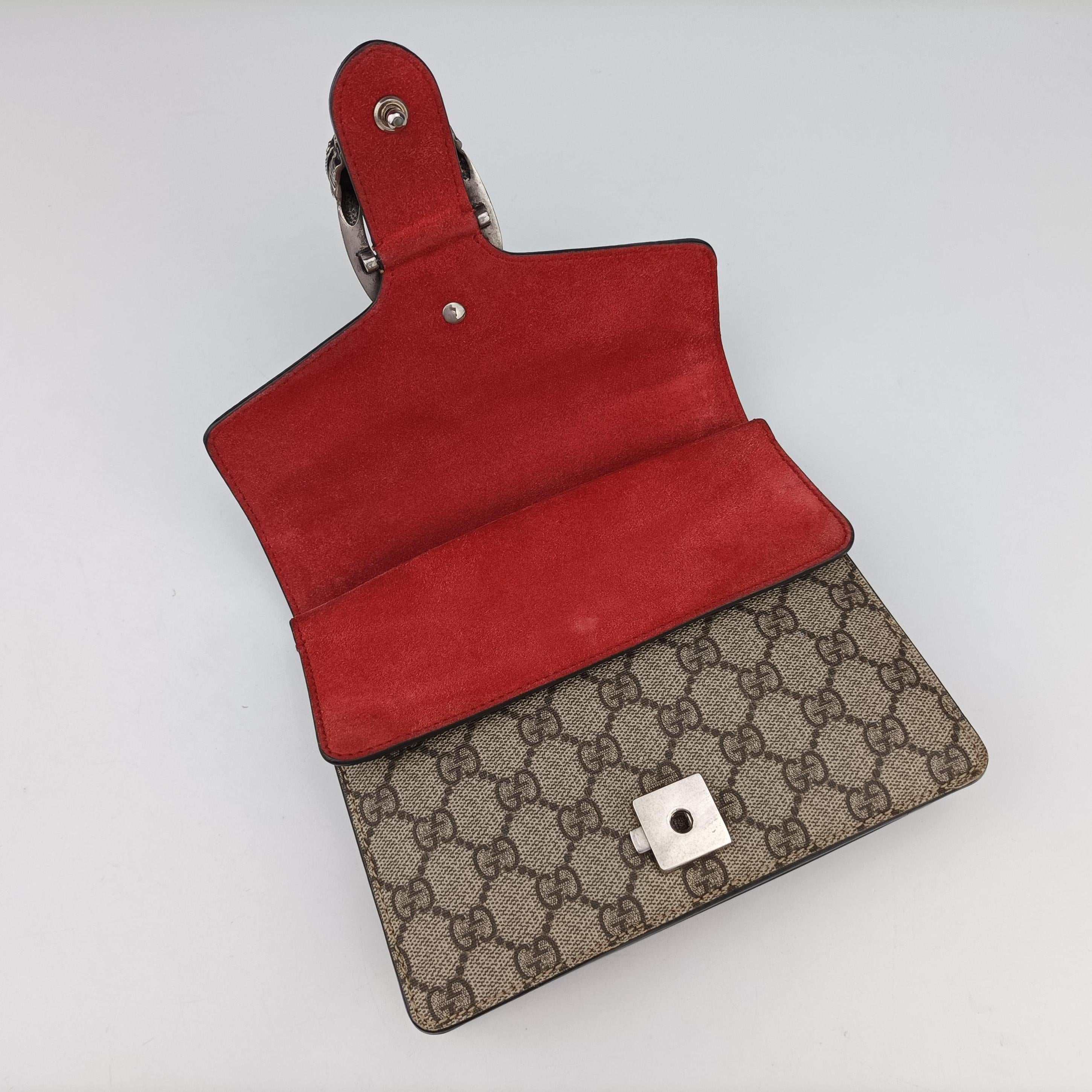 Pre-owned Gucci Dionysus beige×red PVC coated canvas × suede 421970 shoulderbag | stylenewstar