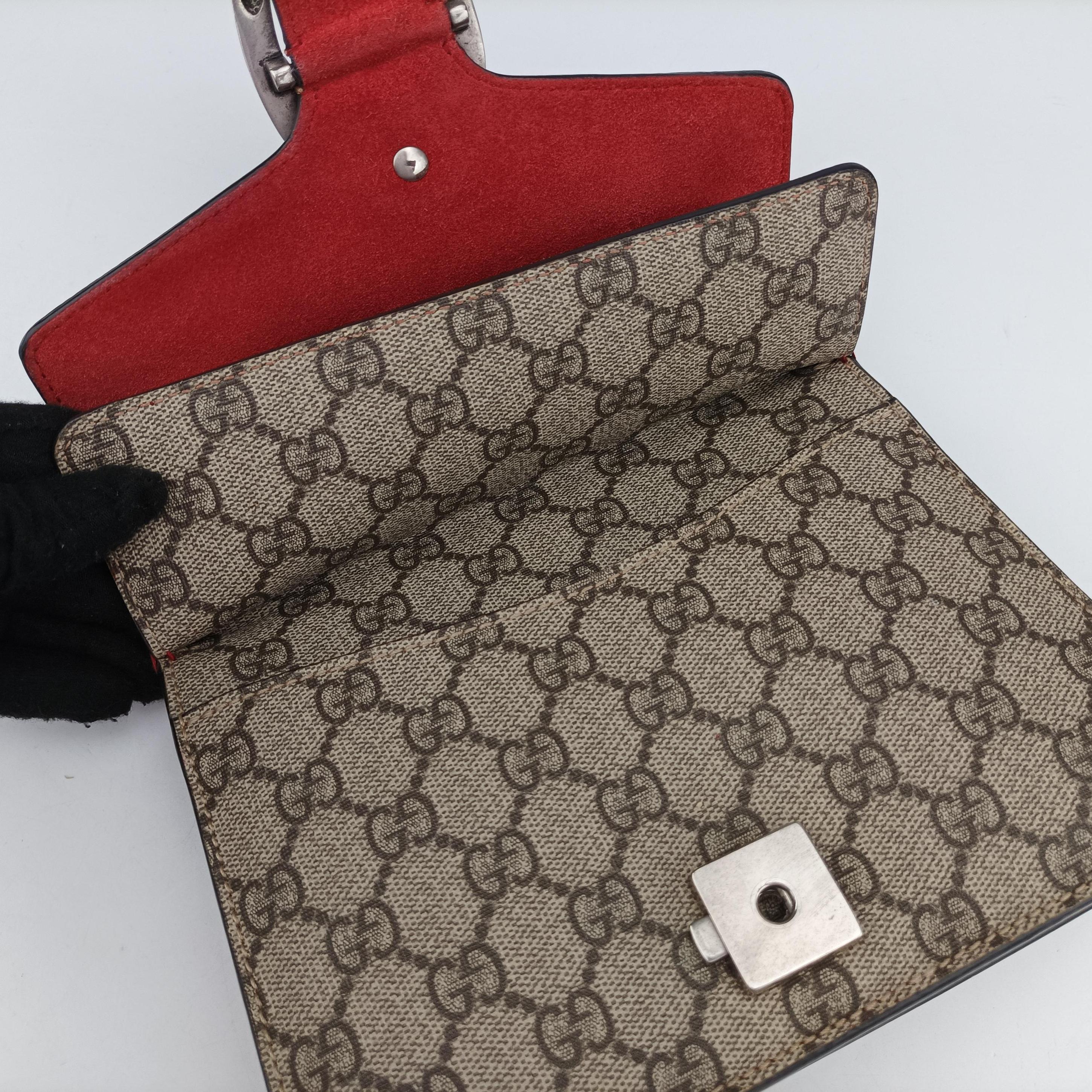 Pre-owned Gucci Dionysus beige×red PVC coated canvas × suede 421970 shoulderbag | stylenewstar