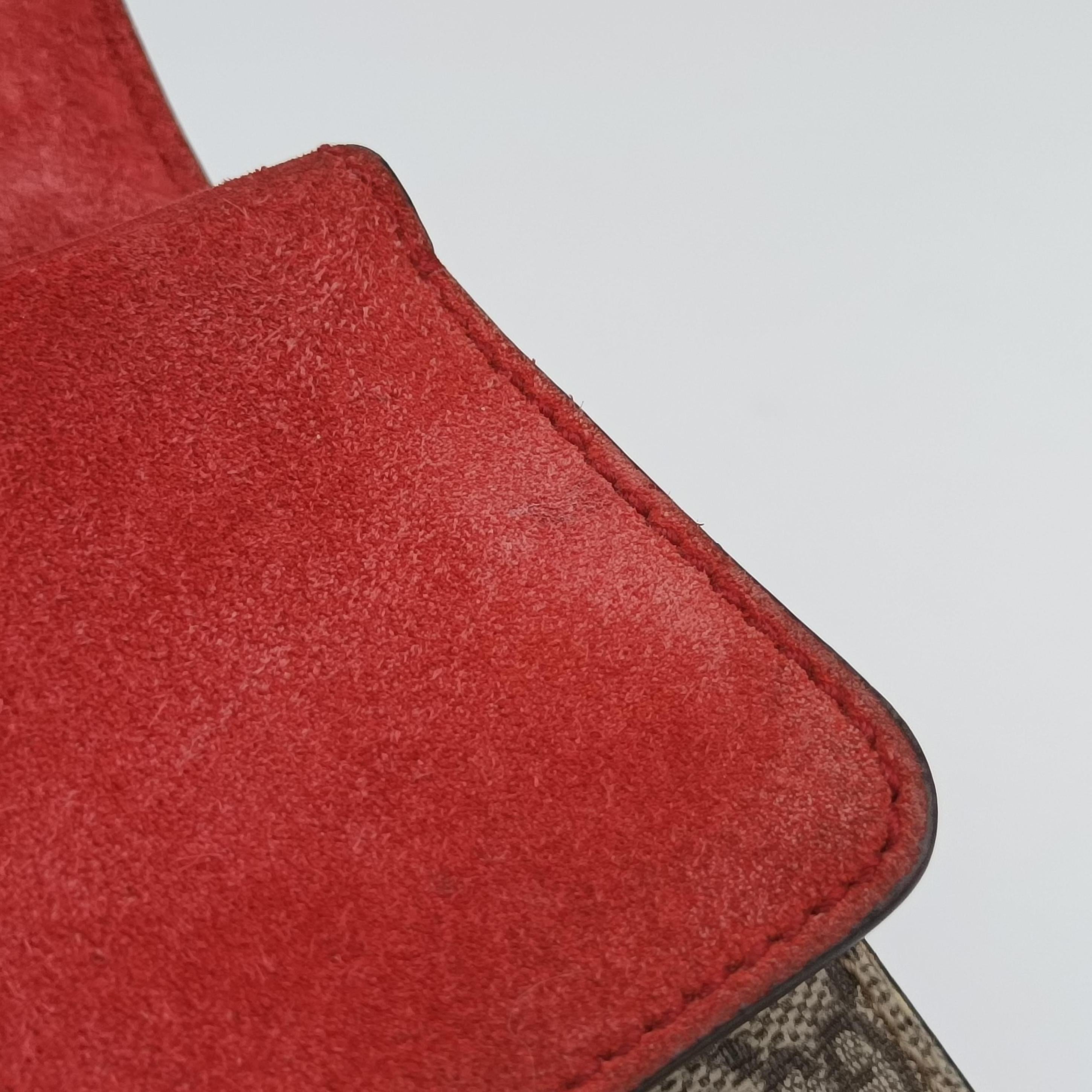 Pre-owned Gucci Dionysus beige×red PVC coated canvas × suede 421970 shoulderbag | stylenewstar