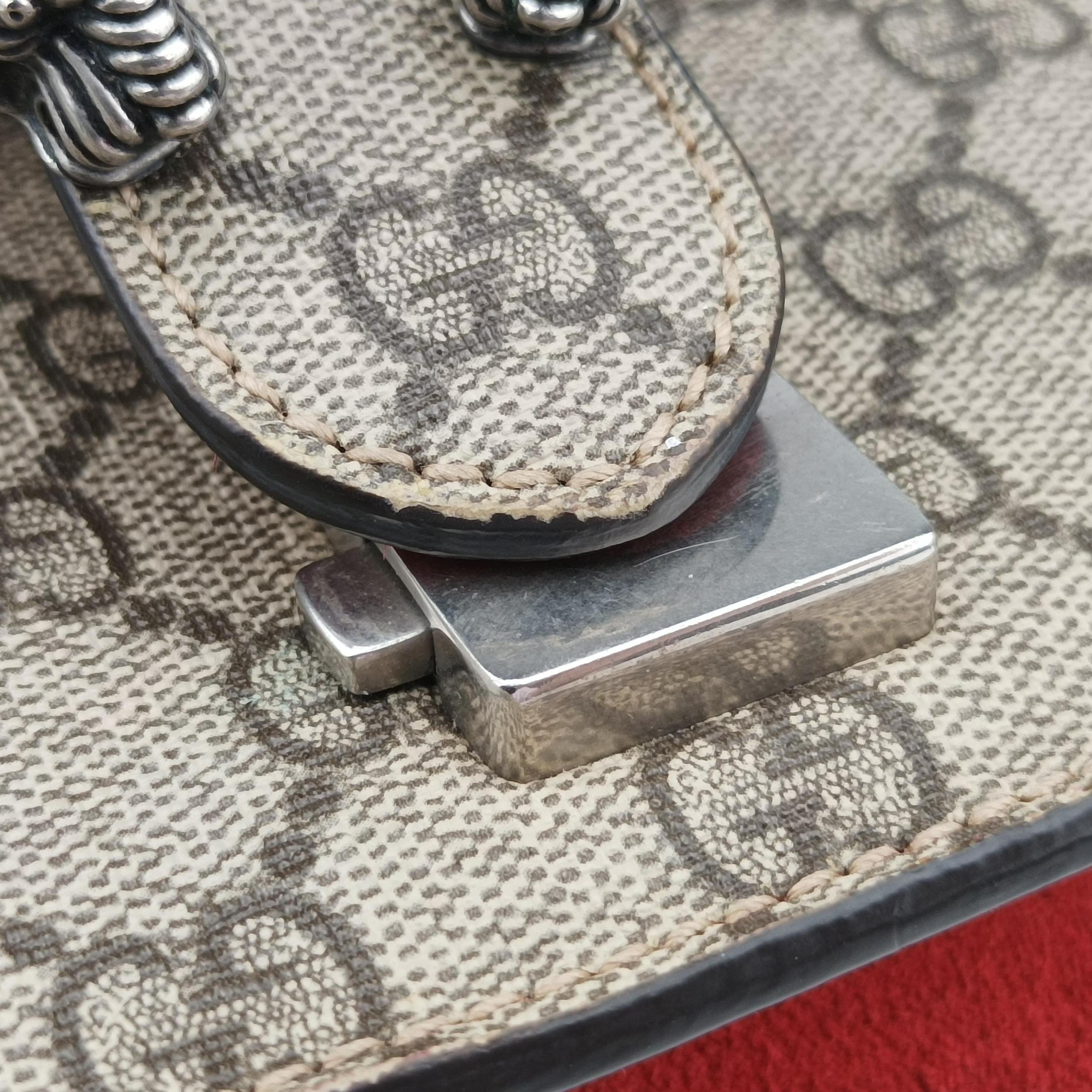 Pre-owned Gucci Dionysus beige×red PVC coated canvas × suede 421970 shoulderbag | stylenewstar