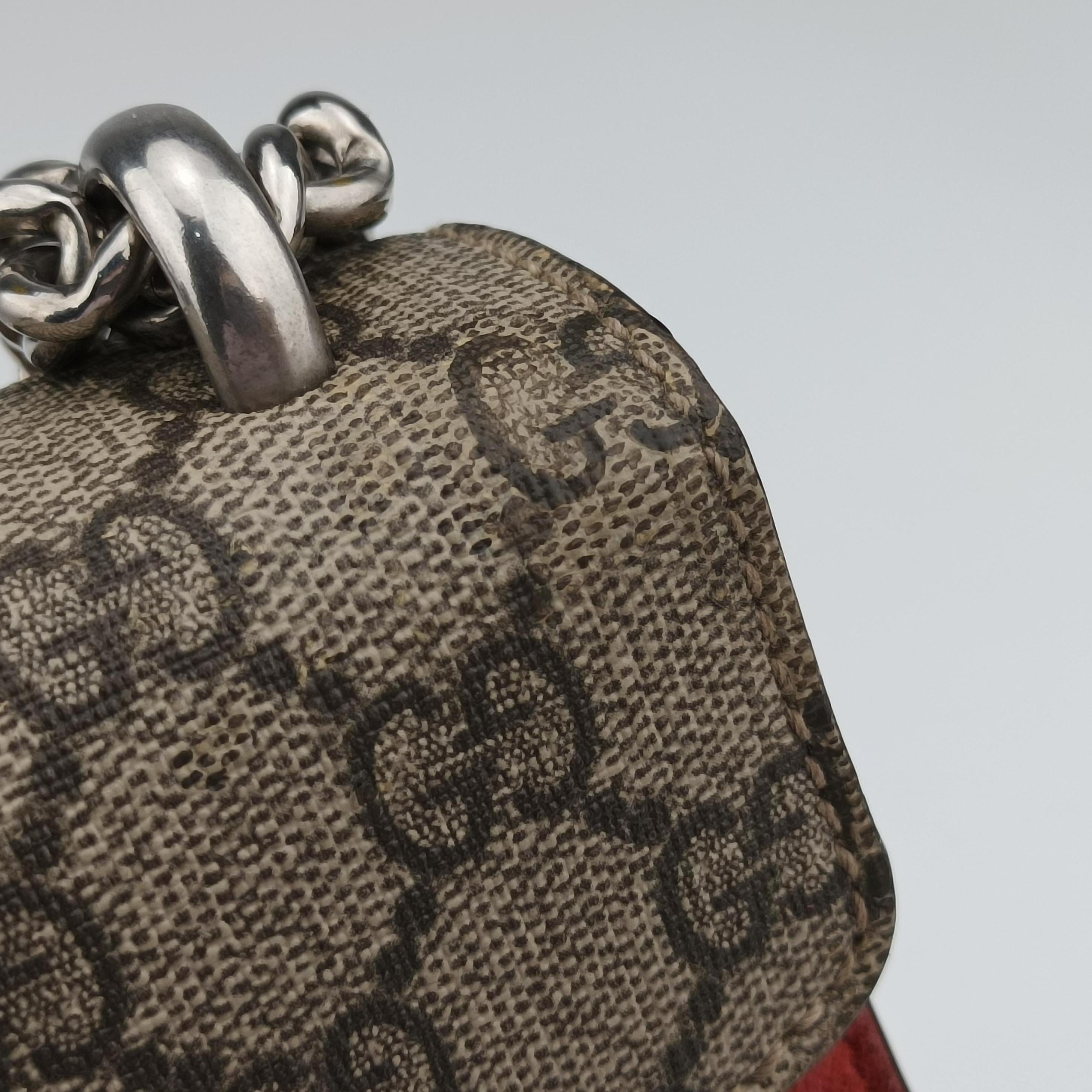 Pre-owned Gucci Dionysus beige×red PVC coated canvas × suede 421970 shoulderbag | stylenewstar