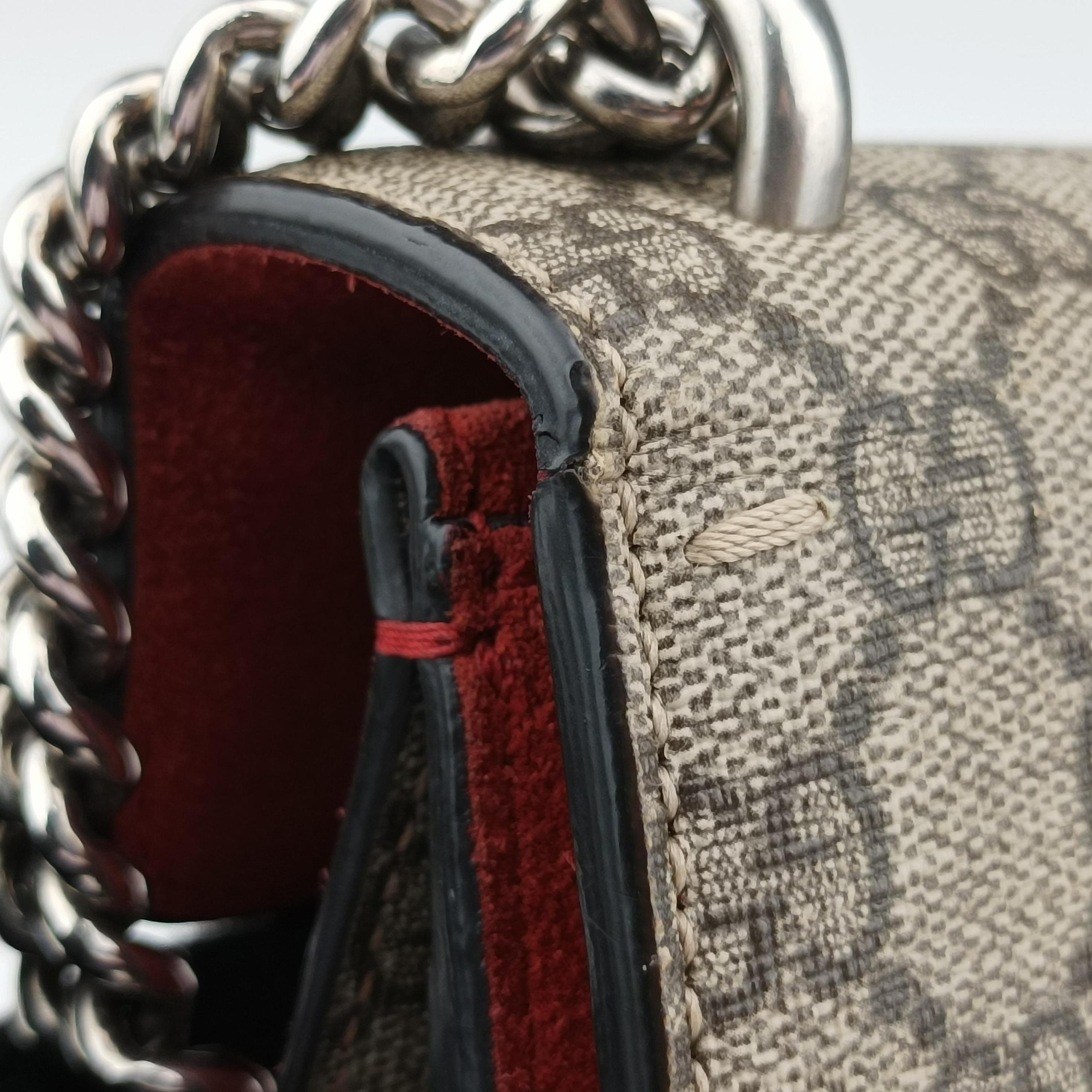 Pre-owned Gucci Dionysus beige×red PVC coated canvas × suede 421970 shoulderbag | stylenewstar